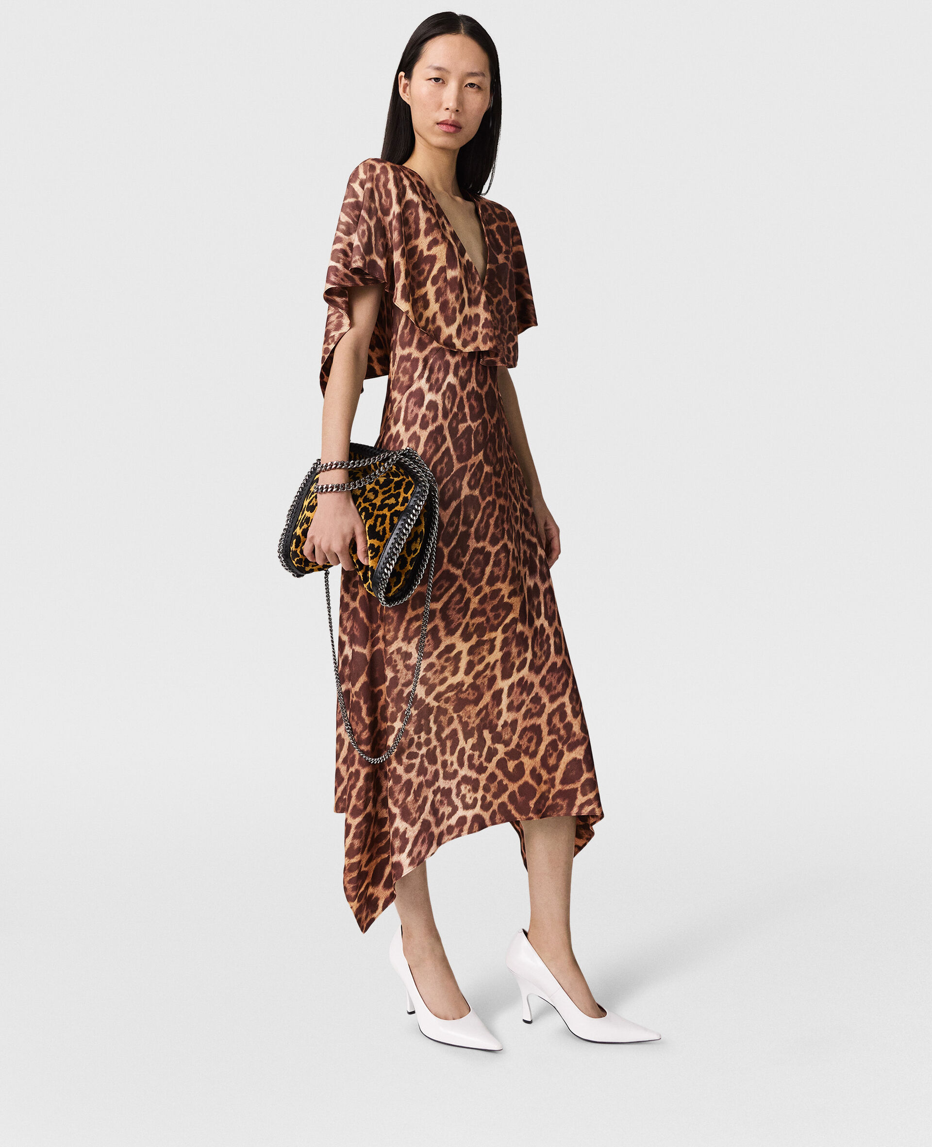 Leopard Shawl Maxi Dress-Brown-model