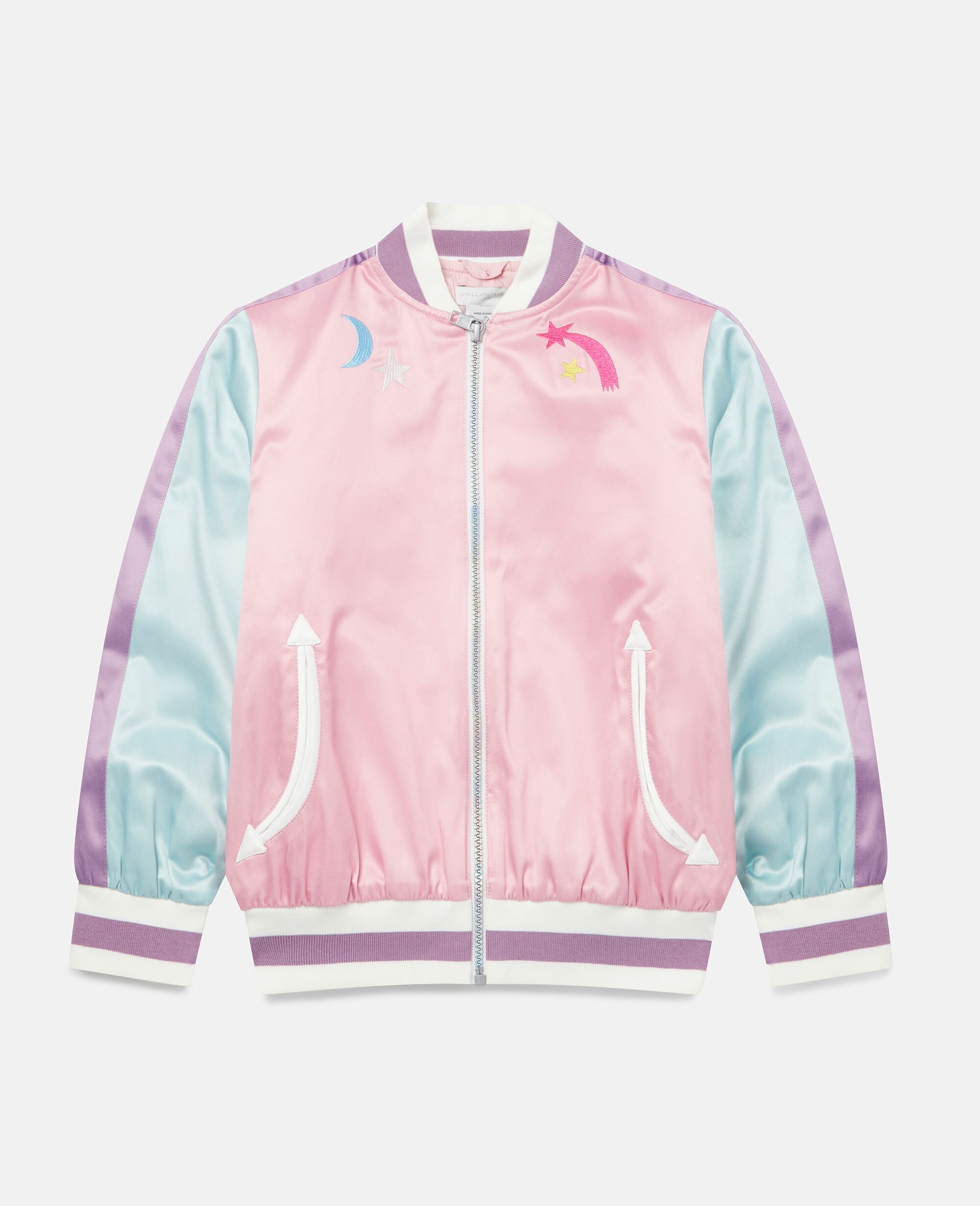 Stella McCartney Bambina Abbigliamento Cappotti e giubbotti Giacche Giacche bomber Giacche college Giacca varsity con badge ricamati 