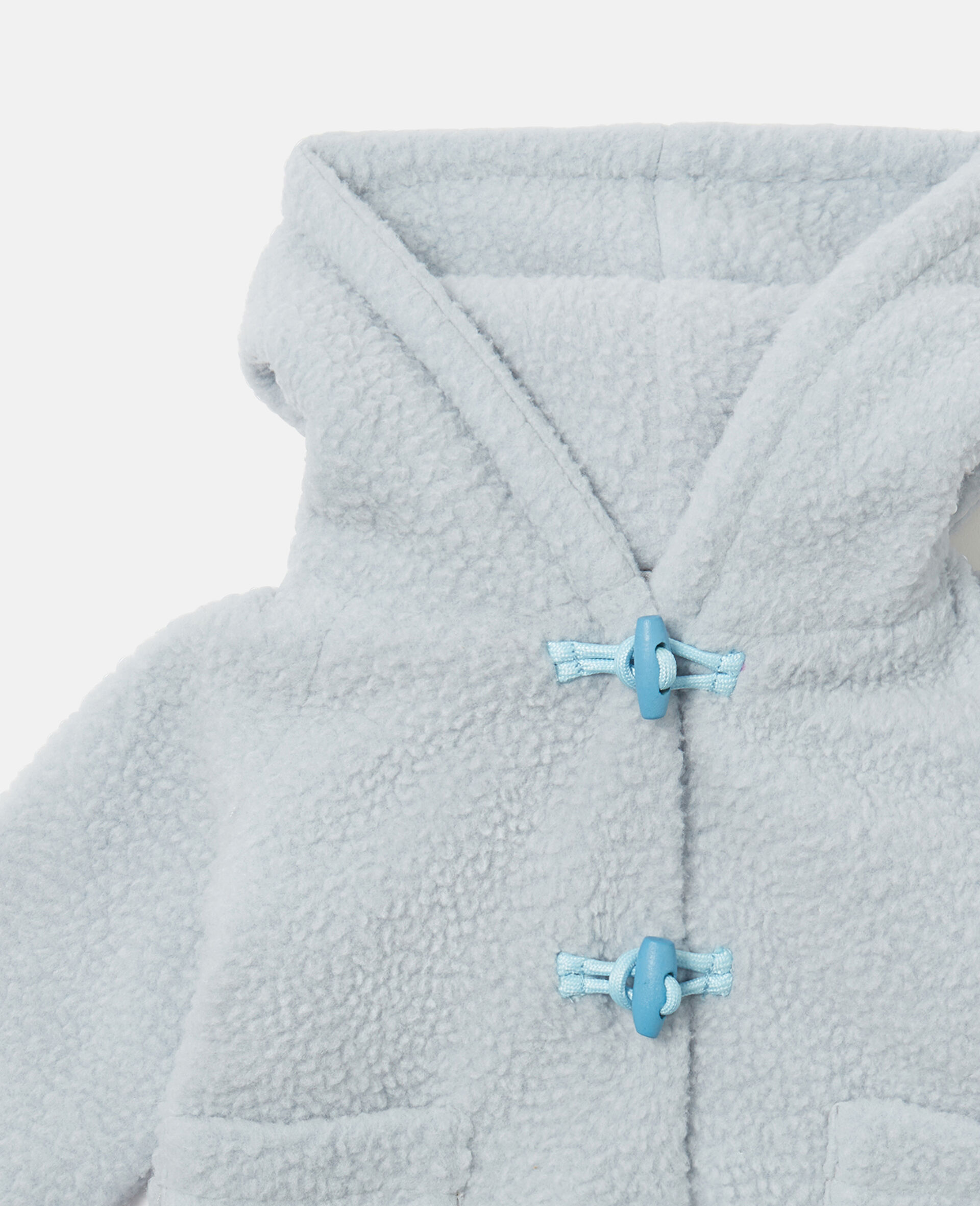 Manteau a capuche en teddy duveteux-Bleu-medium