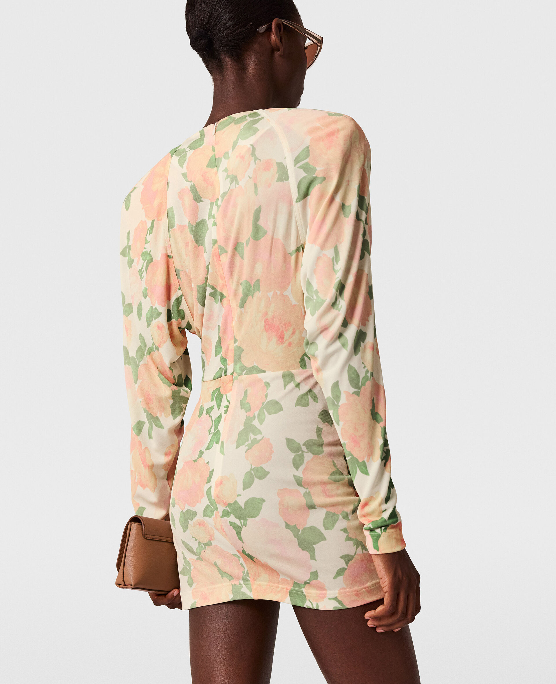 Mini robe a manches longues avec imprime pivoine-Rose-large image number 3