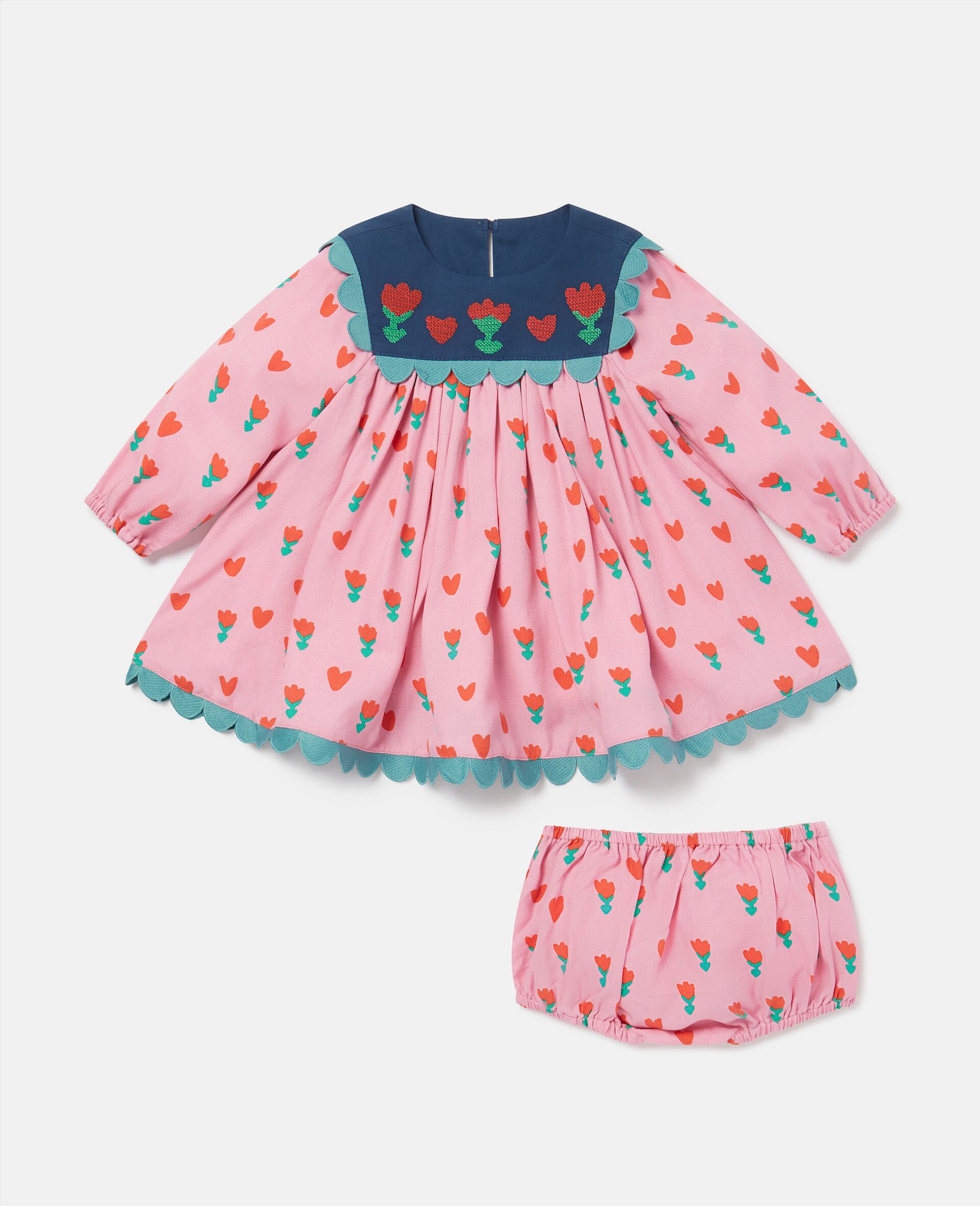 Tulip Print Dress and Bloomers Set-Pink-large image number 0