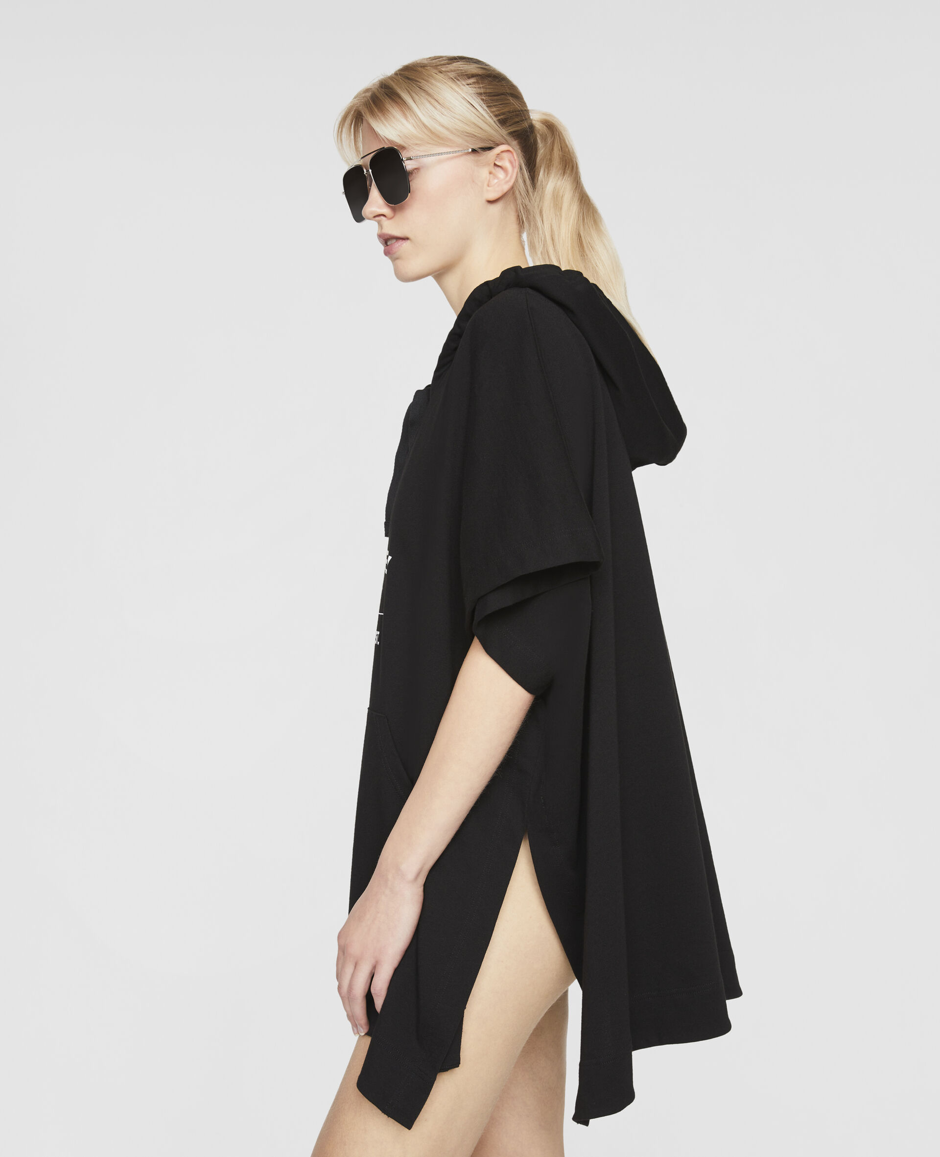 Old Bond Steet Logo Cotton Poncho-Black-large image number 2