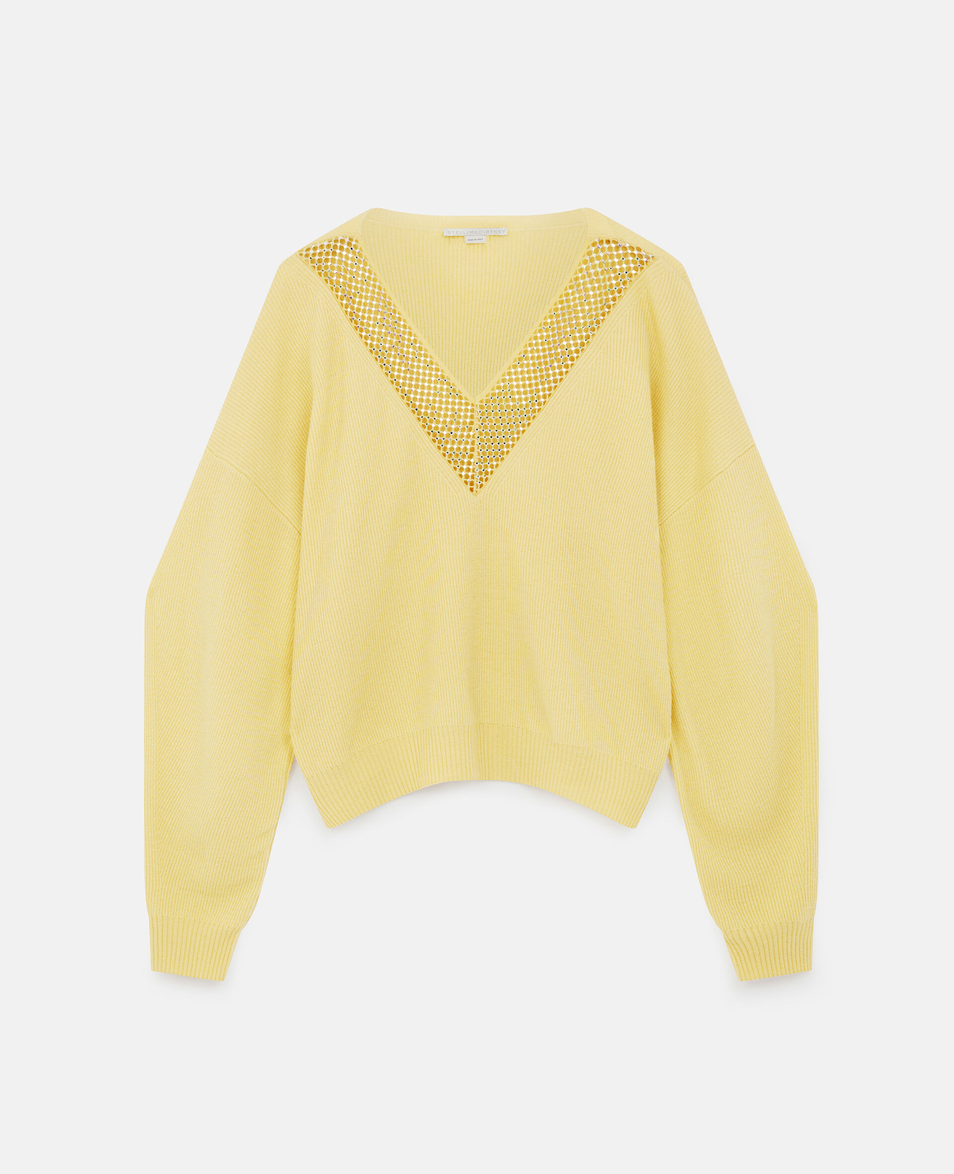Diamond Embellished Knit Sweater-Yellow-large