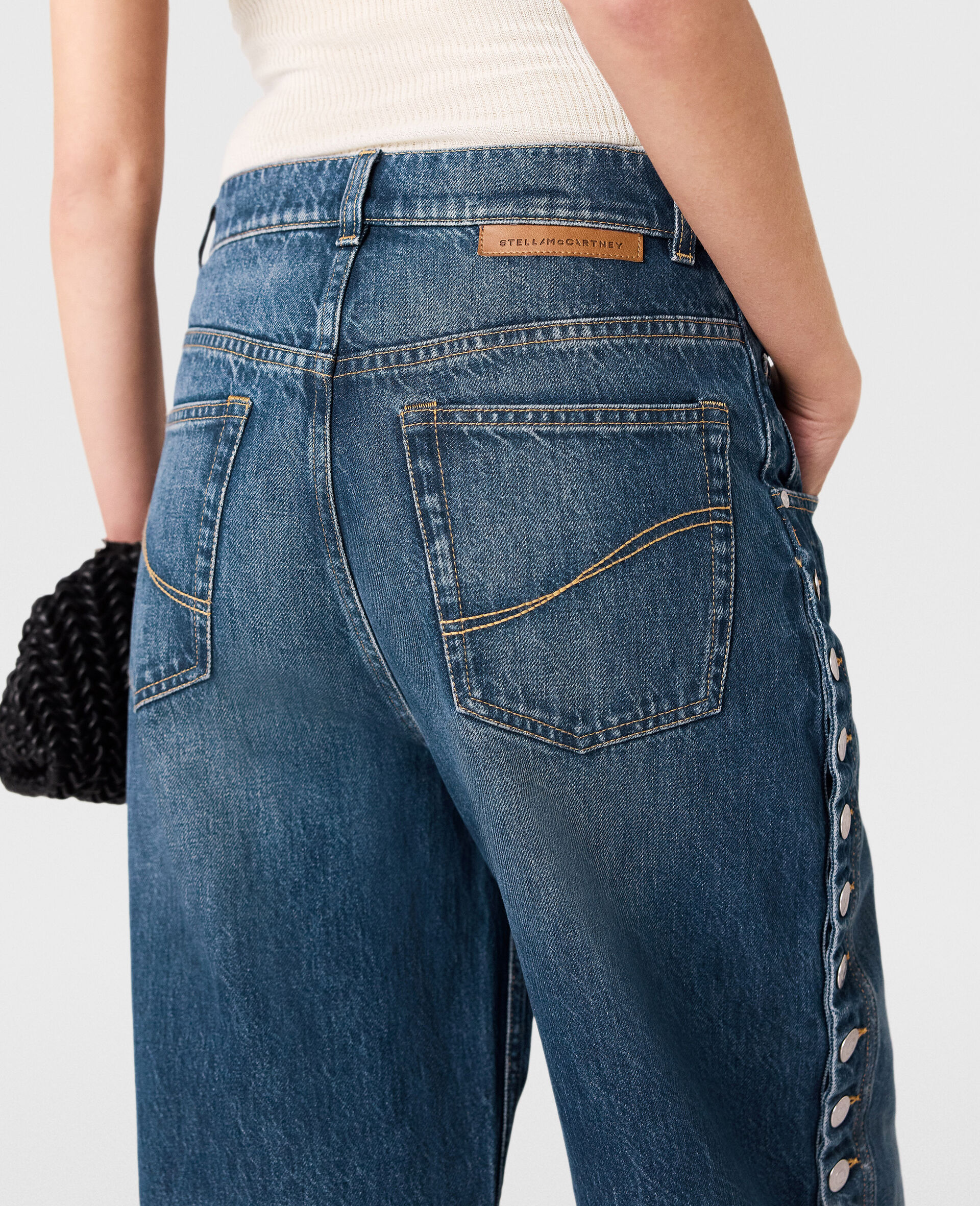 Jean droit a boutons pression cloutes-Bleu-large image number 5