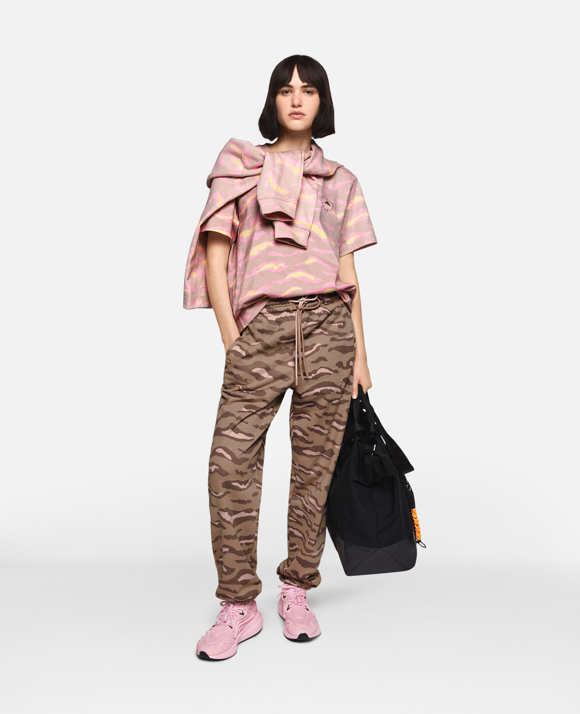 TrueCasuals Zebra Print Sweatpants-Multicolour-model