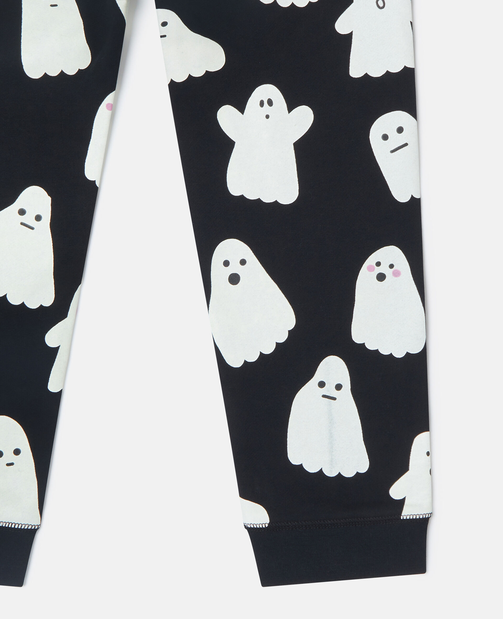 Ghost Print Drawstring Joggers-Black-large image number 3