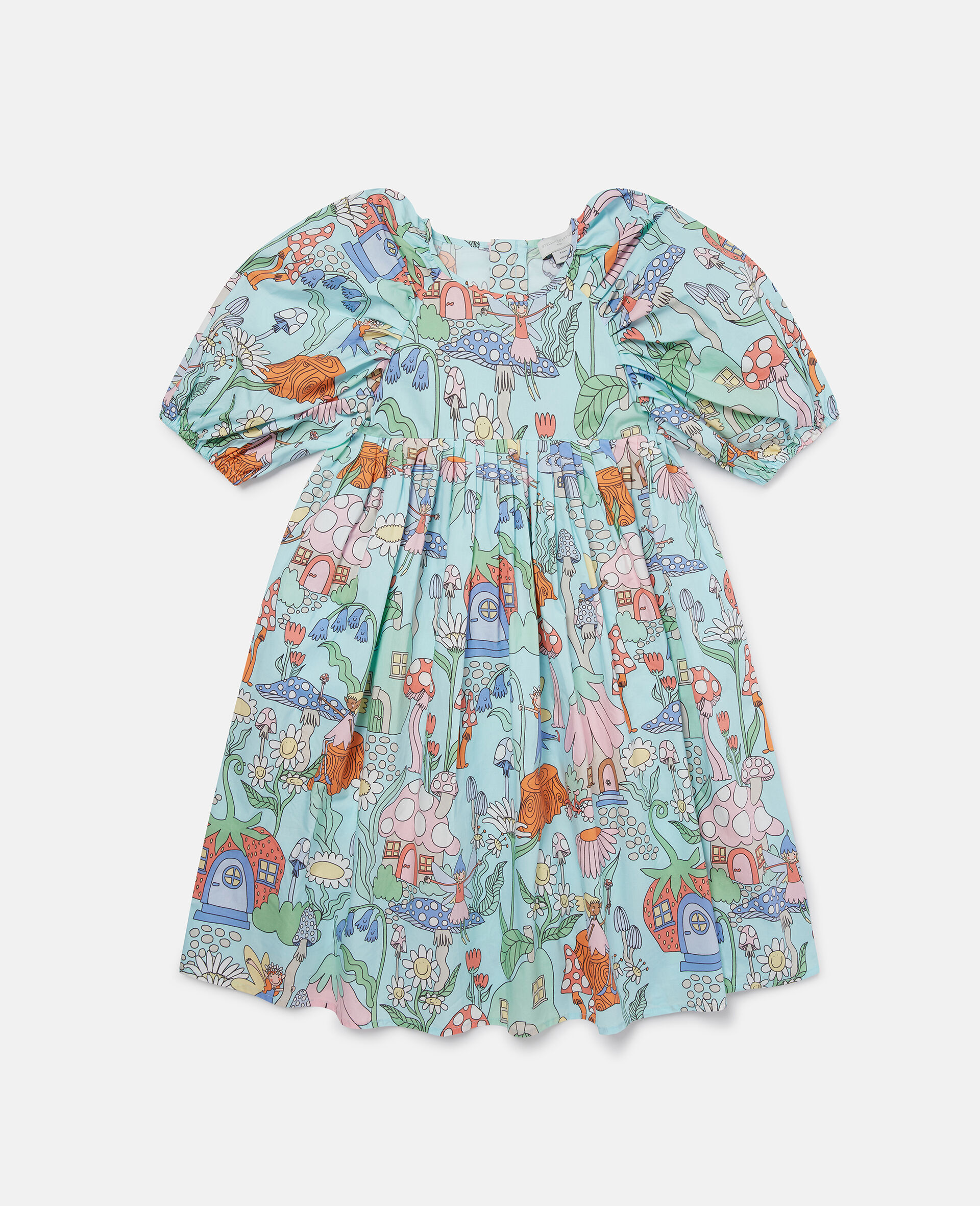 Woodland Print Pleated Short Sleeve Dress-Green-large image number 0
