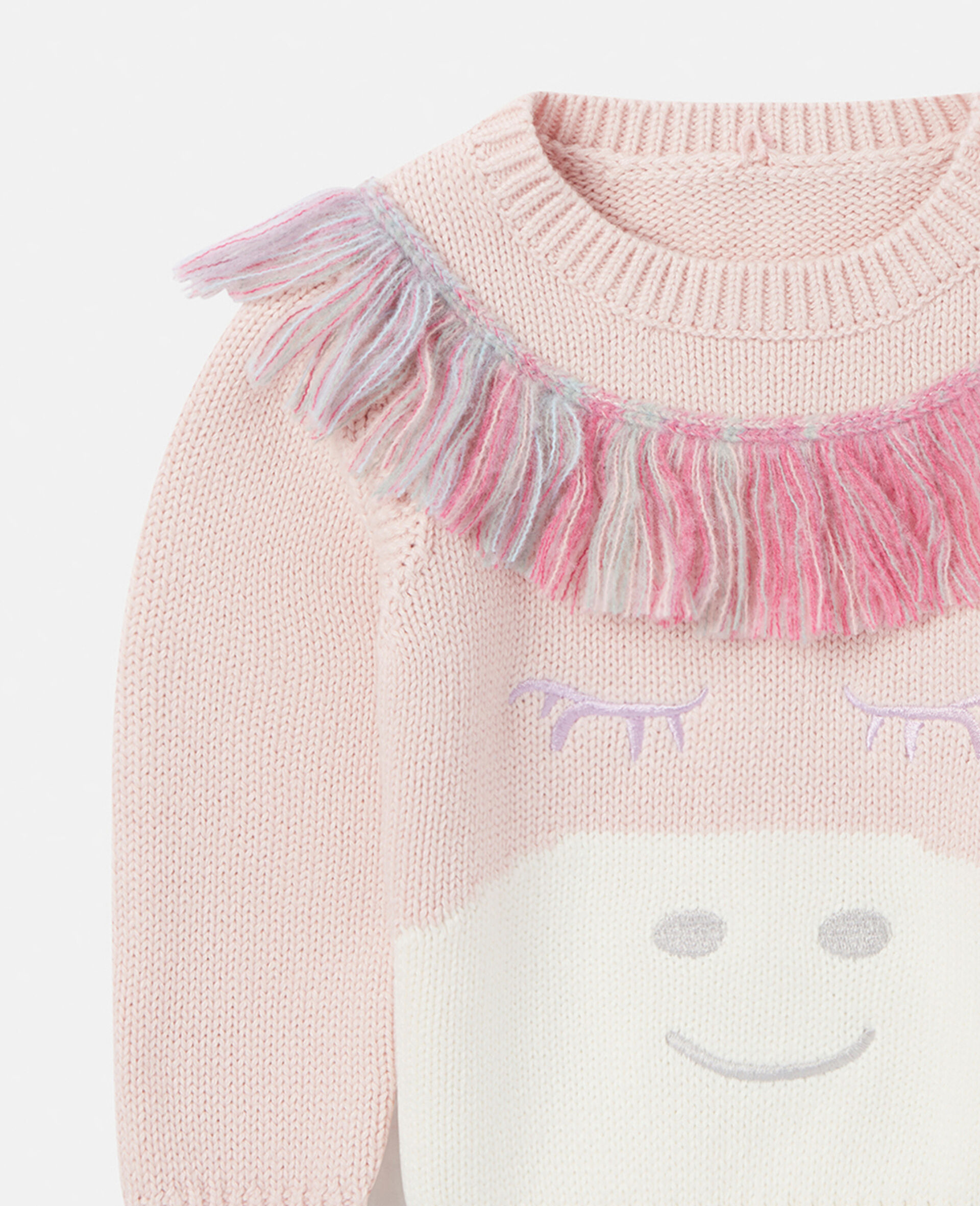 Rainbow Unicorn Fringed Jumper-Pink-large Rainbow Unicorn Fringed Jumper-Pink-large image number 1
