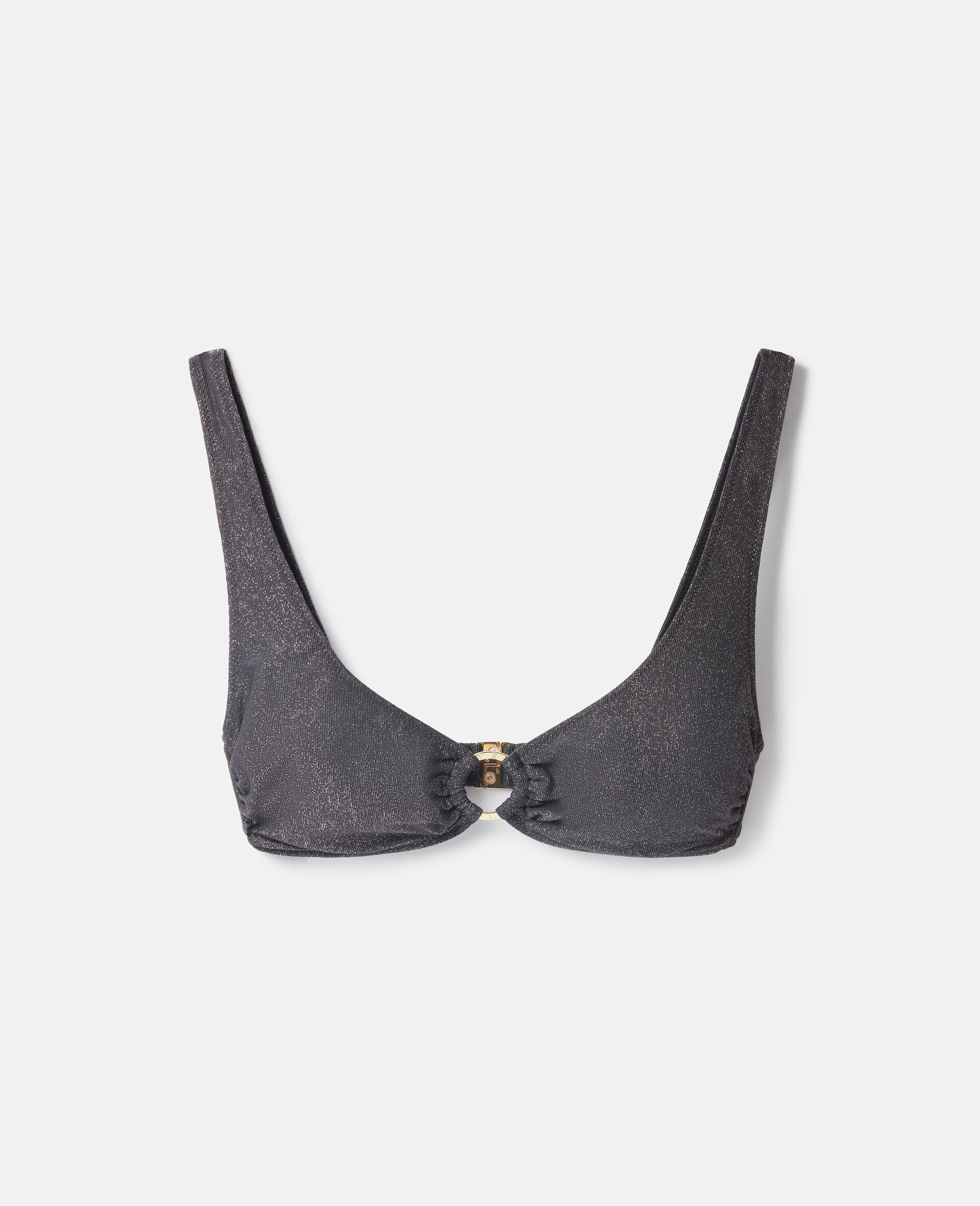 Glitter Triangle Bikini Top-Black-large image number 0