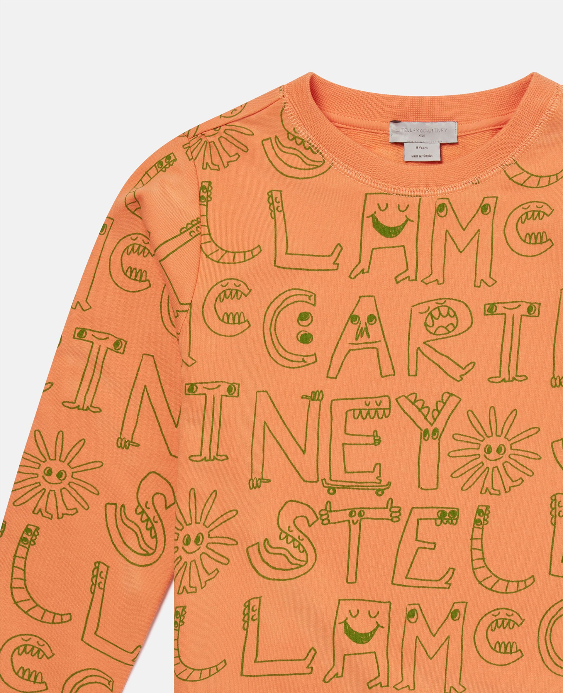 Sweat shirt avec inscription imprimee -Orange-large image number 1