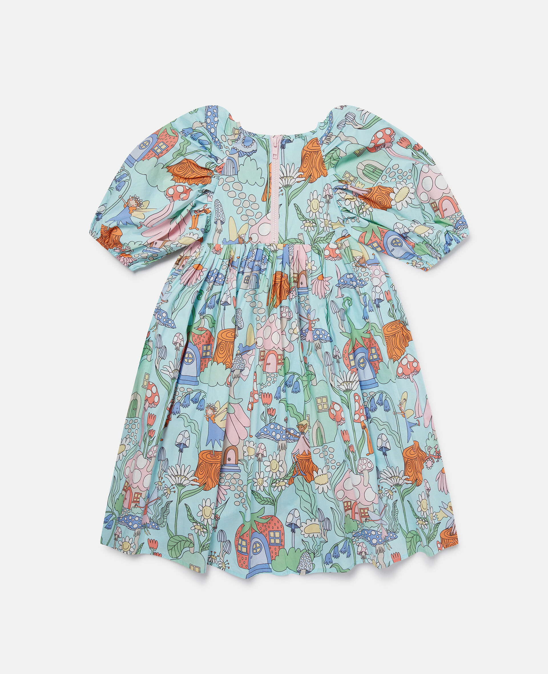 Woodland Print Pleated Short-Sleeve Dress-Green-large image number 2