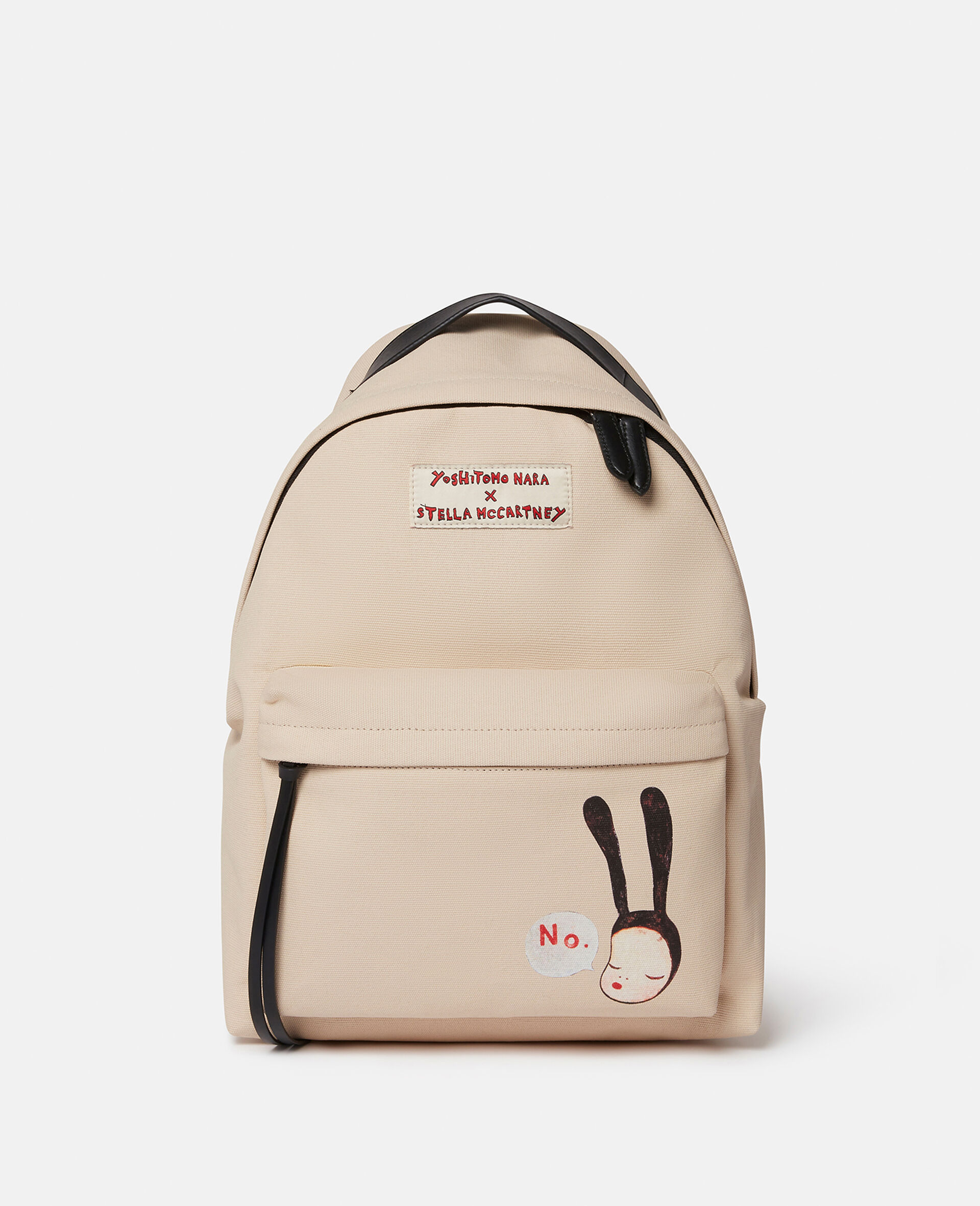 Little Black Bunny Print Backpack-Beige-large image number 1