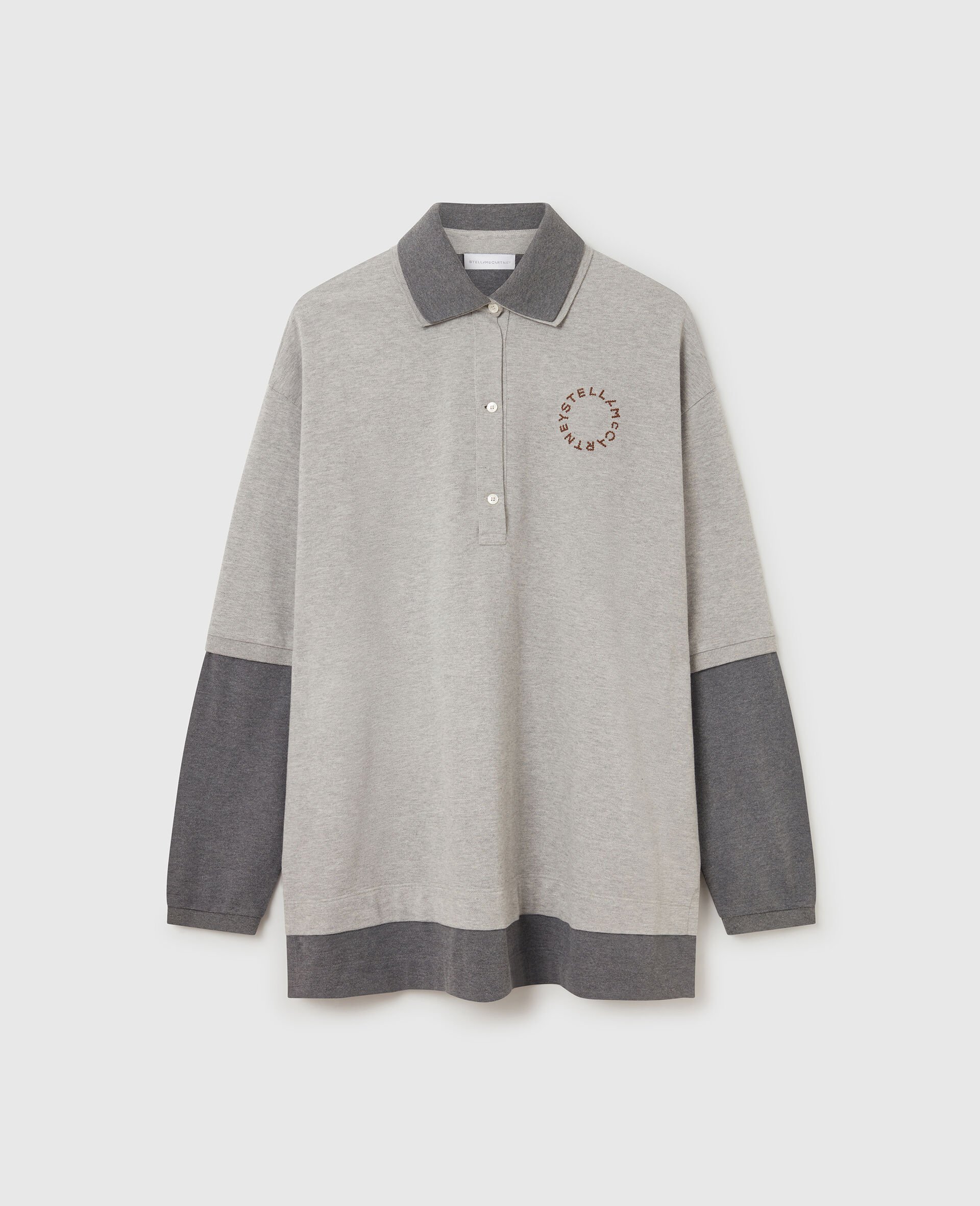 Logo Panelled Rugby Shirt-Grey-medium