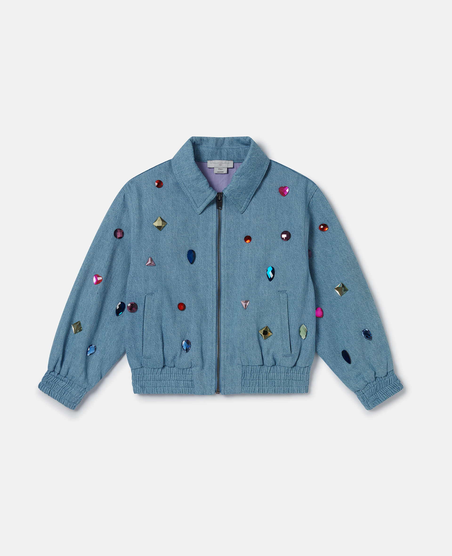 Jewel Embroidered Denim Jacket-Blue-large image number 0