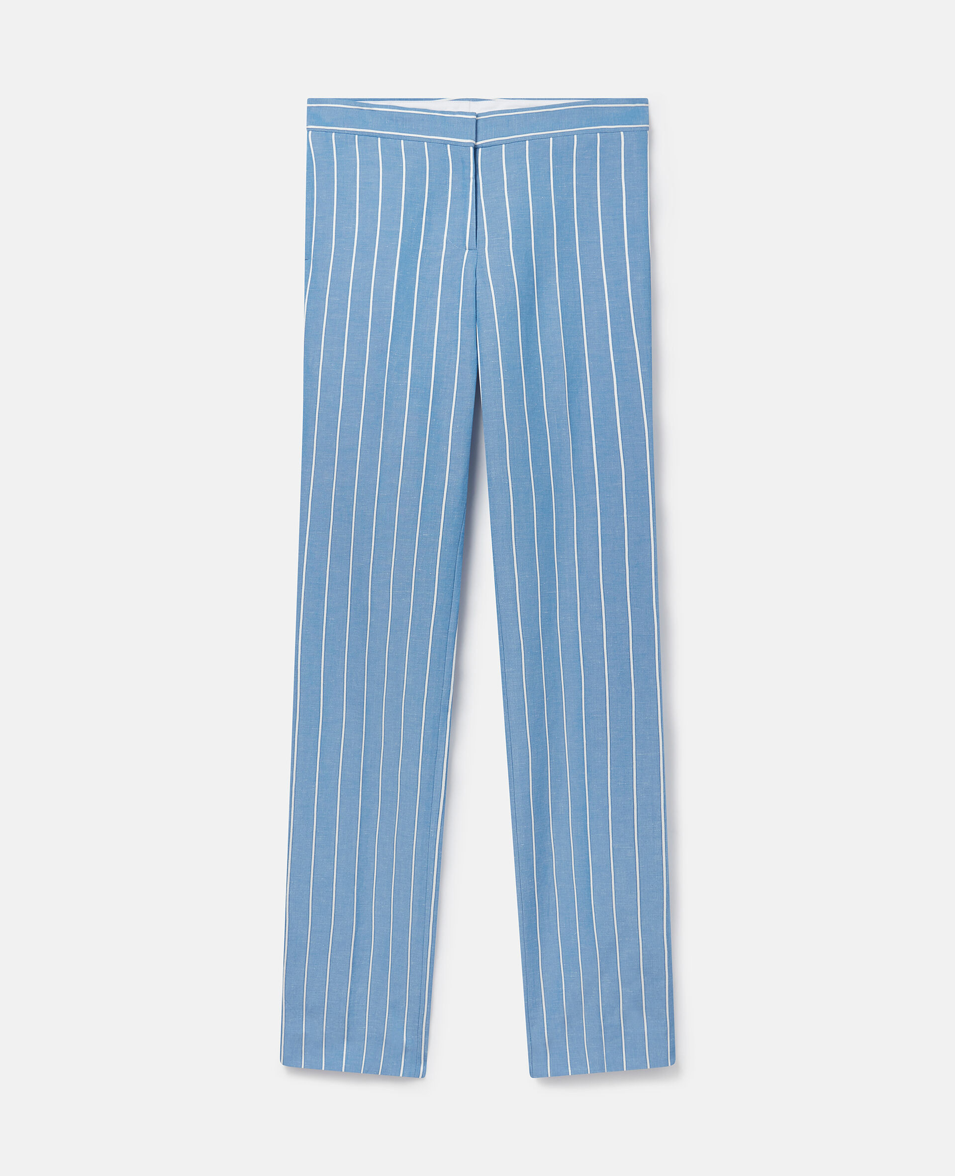 条纹中腰直筒长裤-蓝色-medium