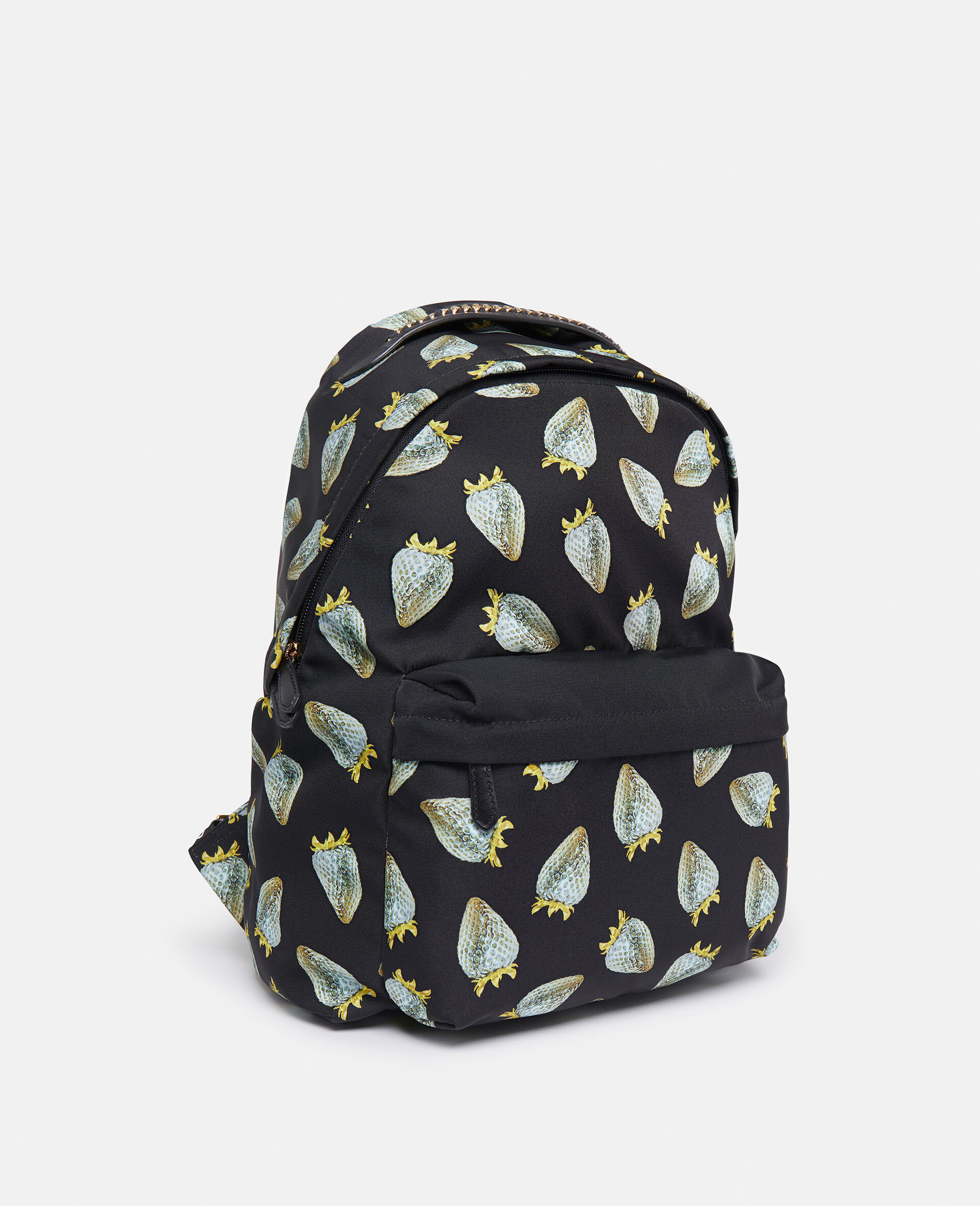 Sac à dos en nylon régénéré à imprimé fraises-Noir-large image number 1