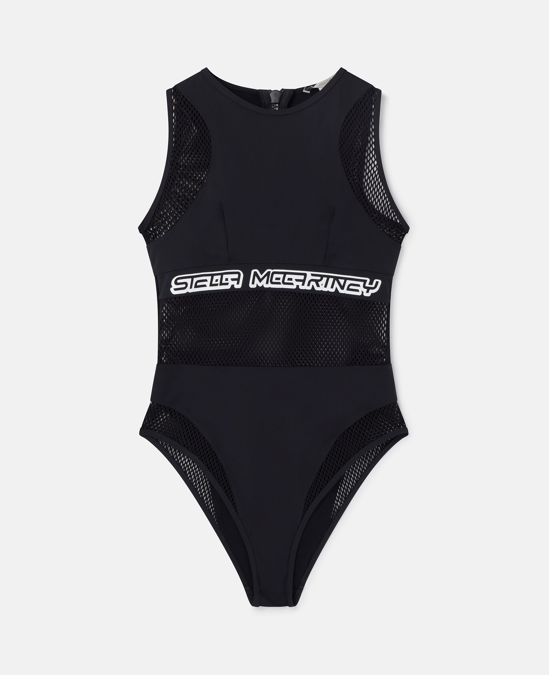 Mesh Logo Swimsuit-Black-large image number 0