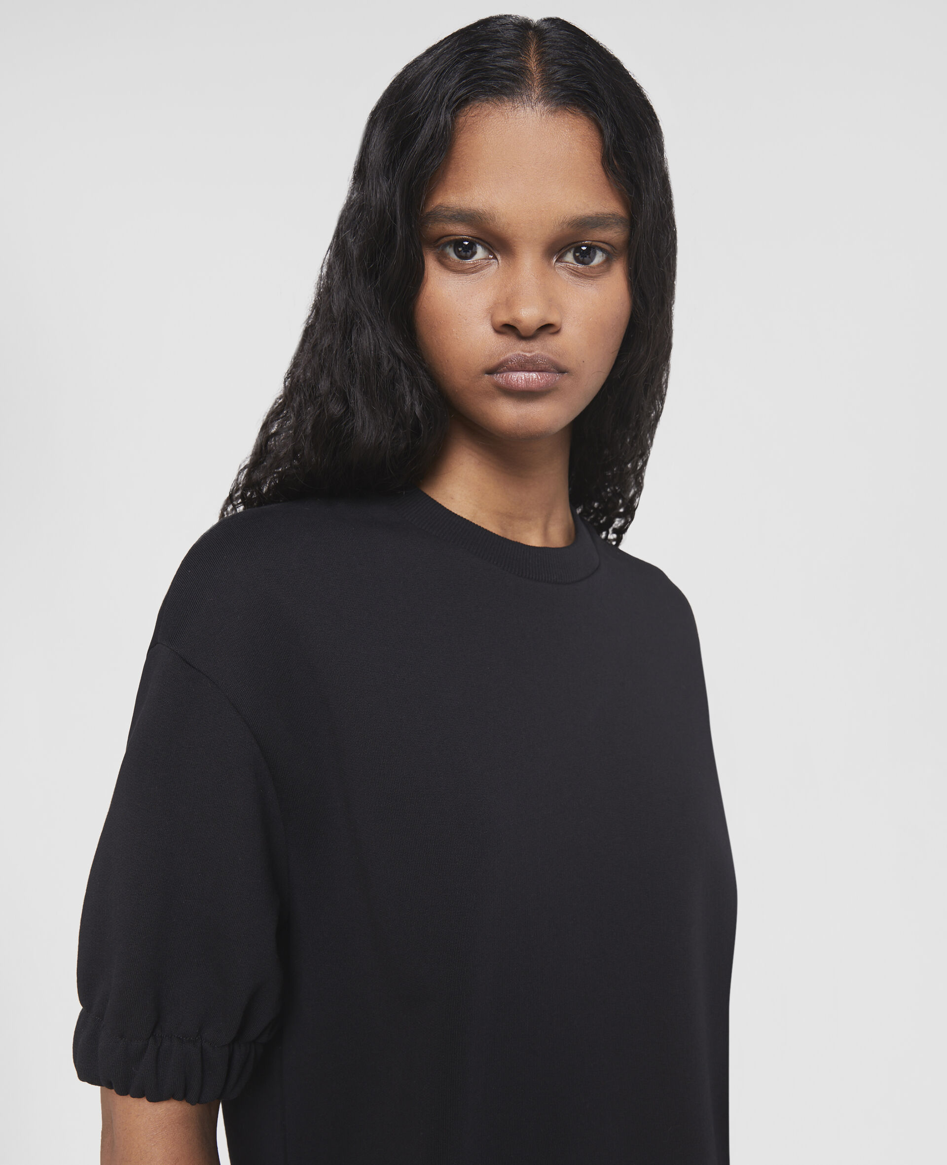 Broderie Anglaise Jersey Dress-Black-large image number 3