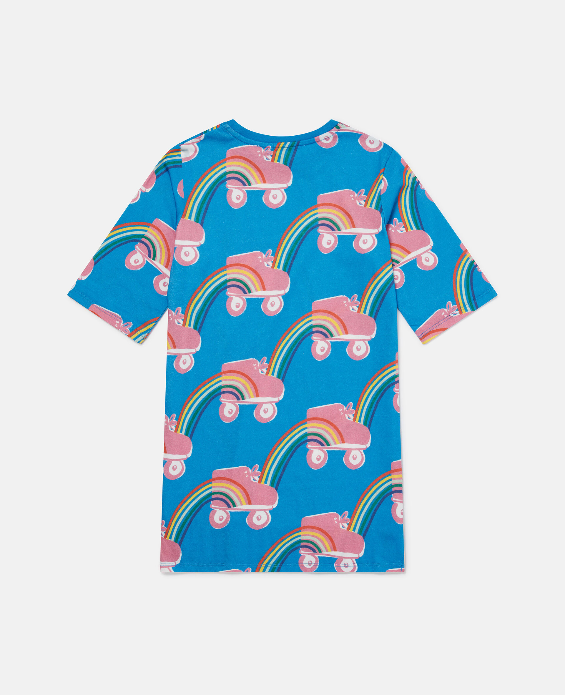 Rollerskate Rainbow Print T-Shirt-Blue-large image number 2