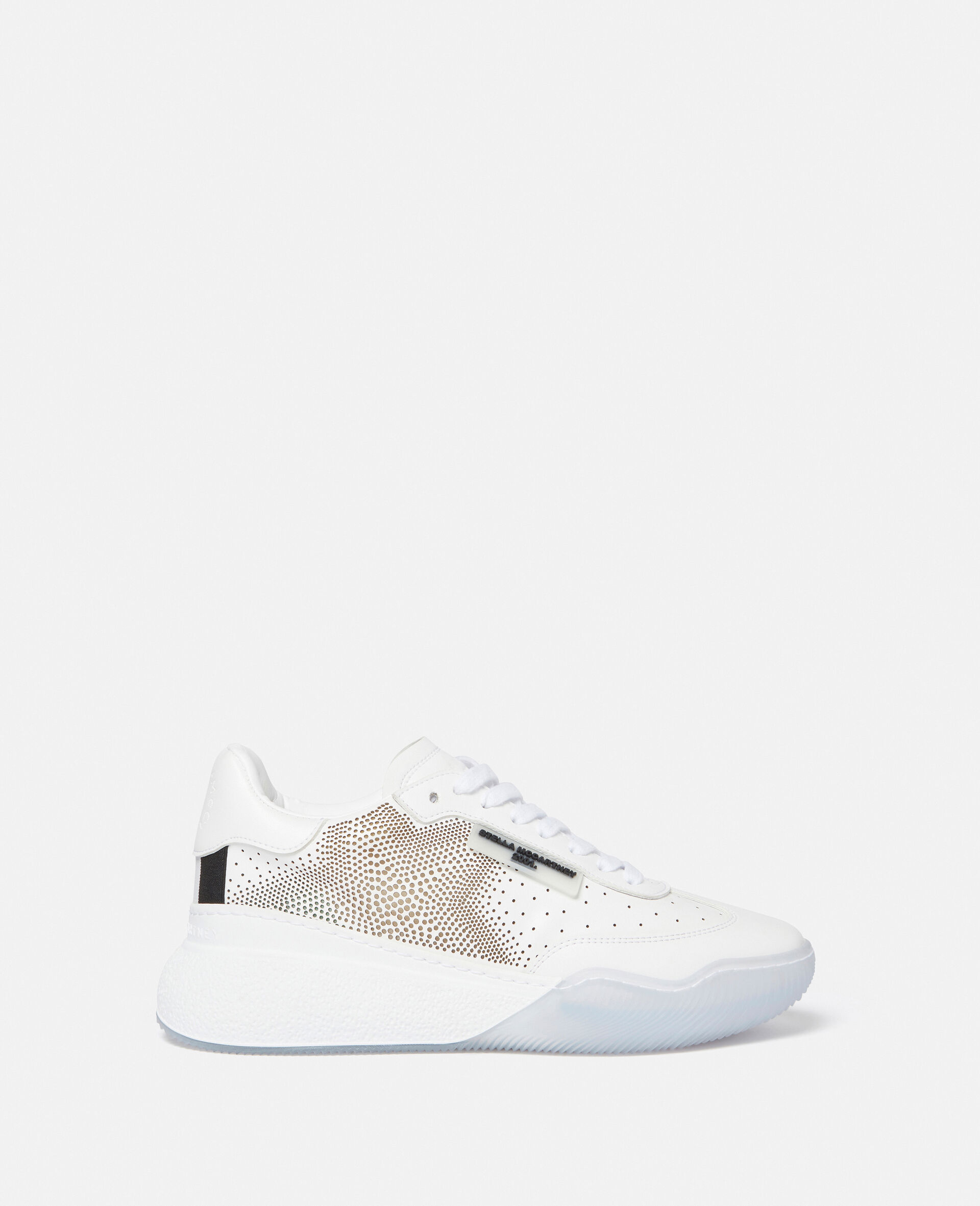 Loop Perforated Star Lace-Up Trainers-White-medium