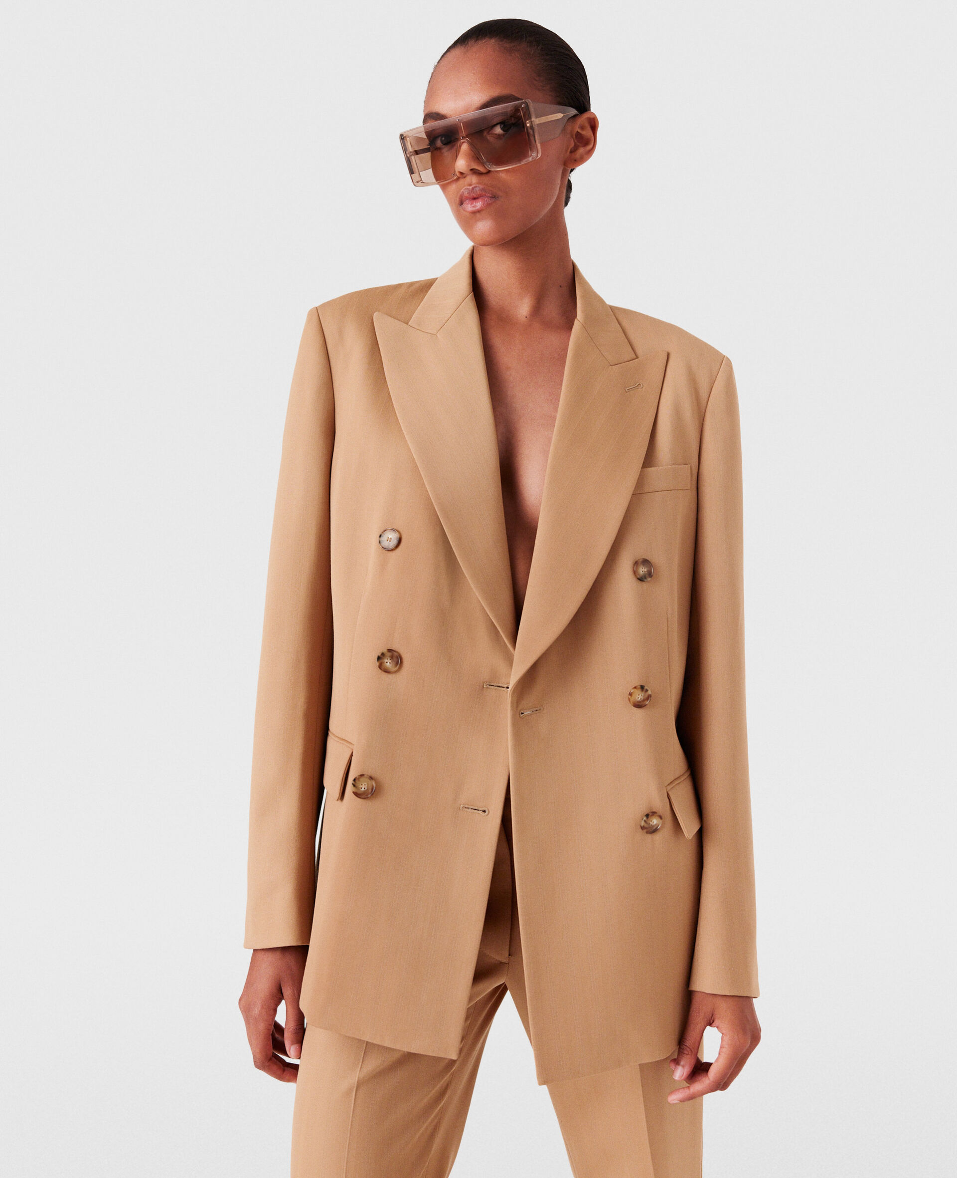 Blazer croise raye-Marron-large image number 1