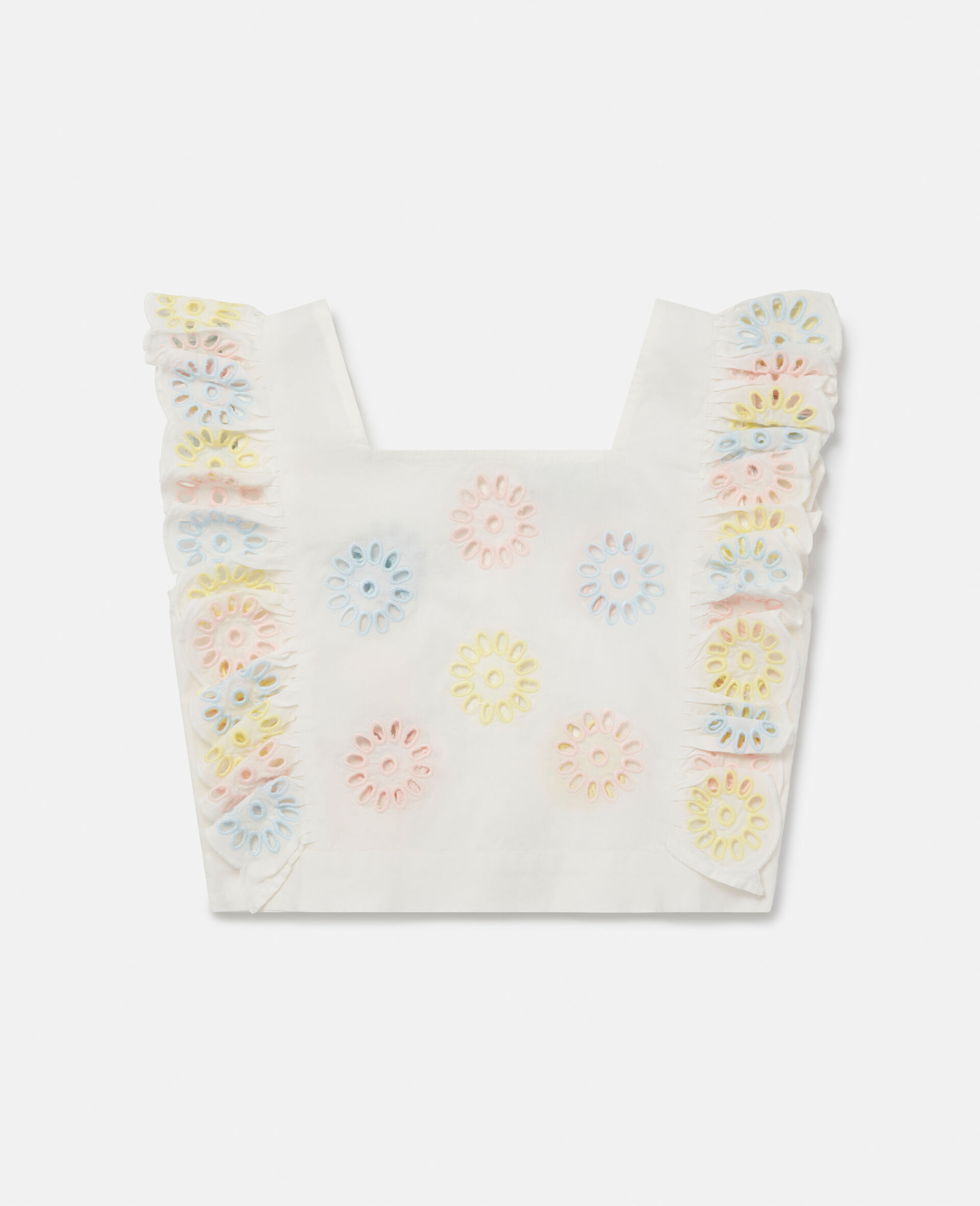 Crop top en crochet a fleurs-Rose-large image number 0