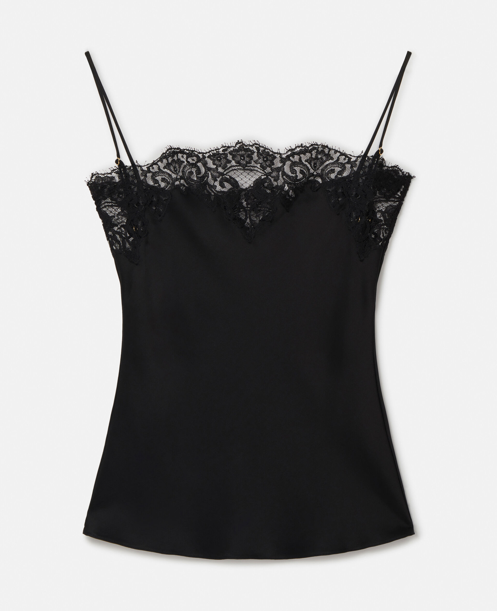 Haut sans manches en dentelle et satin-Noir-large image number 0