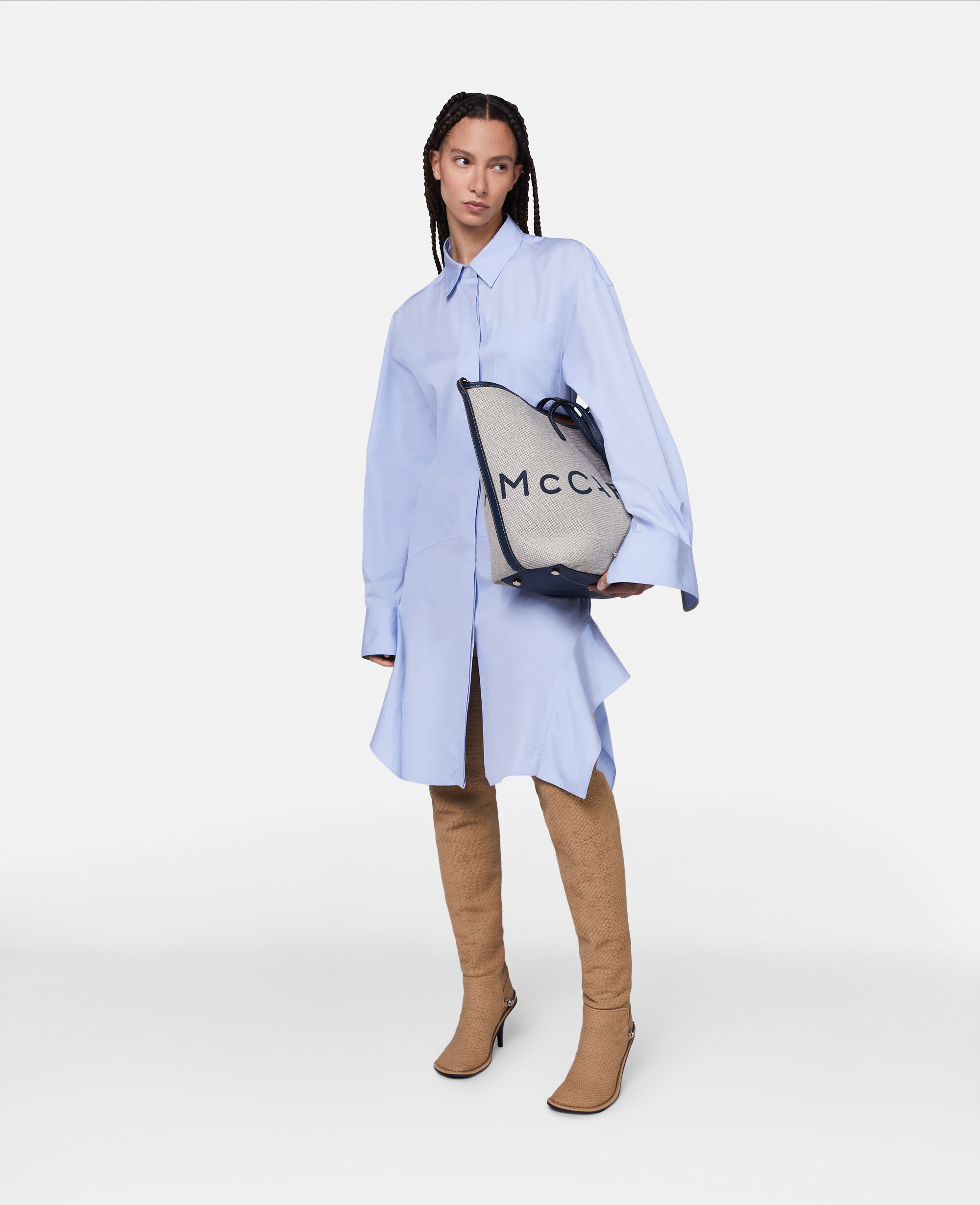 Women Sky Blue Banana Sleeve Shirt Dress Stella McCartney KW