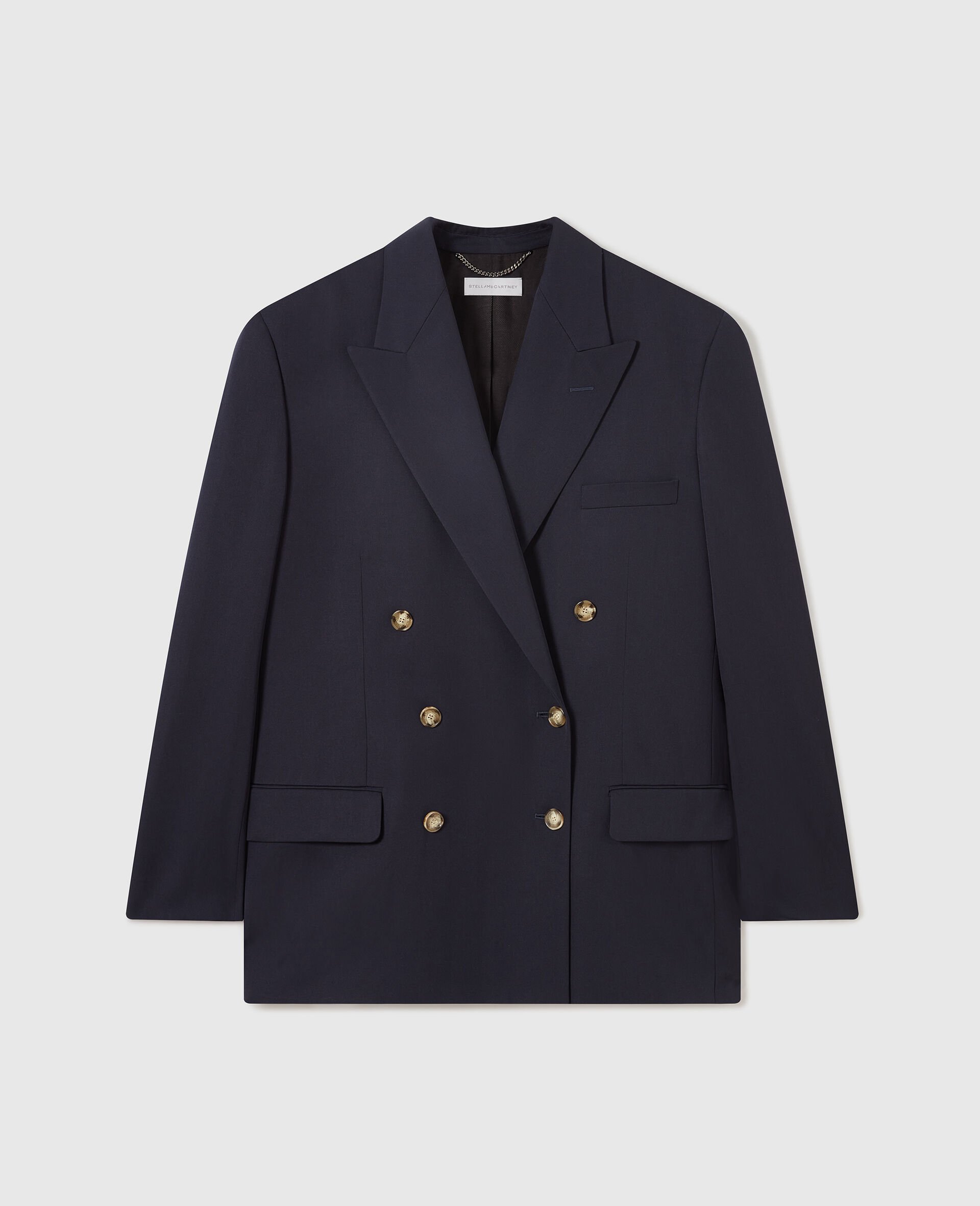 Oversized Double-Breasted Blazer-Blue-medium
