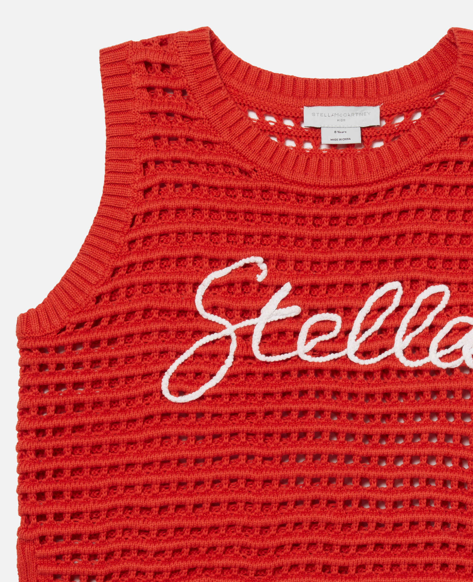 Stella Embroidered Crochet Sleeveless Top-Red-large image number 1