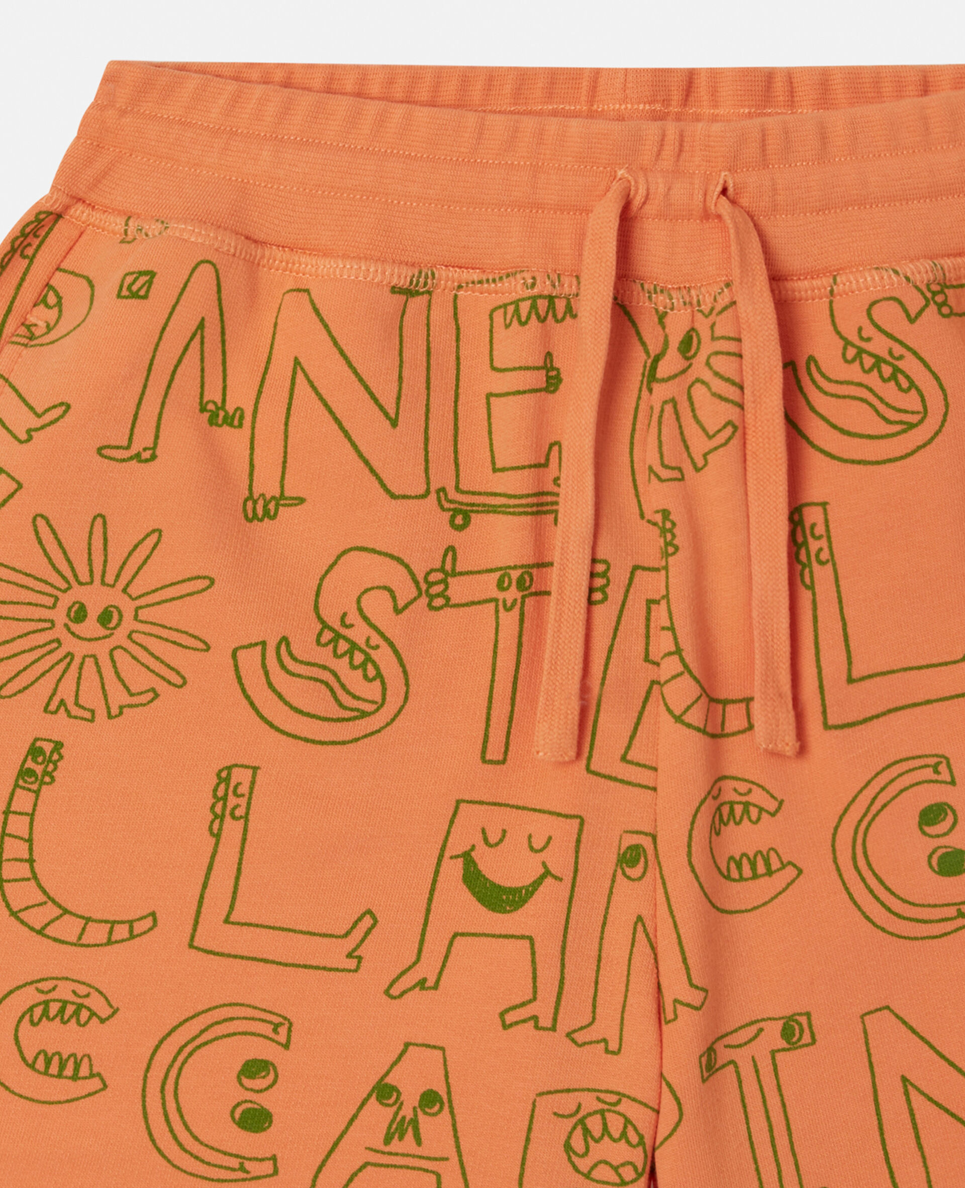 Brand Lettering Print Shorts-Orange-large Brand Lettering Print Shorts-Orange-large image number 1