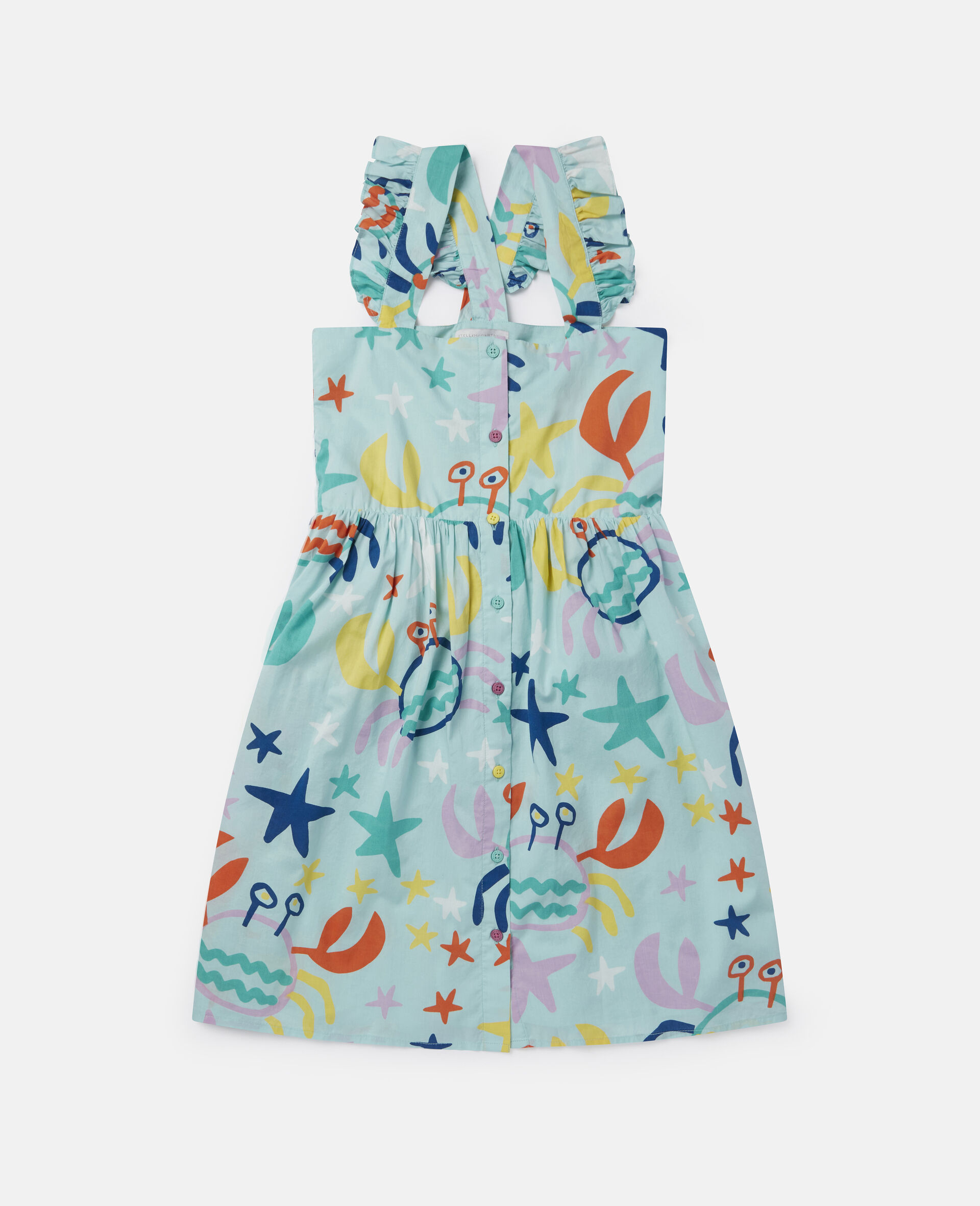 Crab Print Frilled Dress-Multicoloured-large