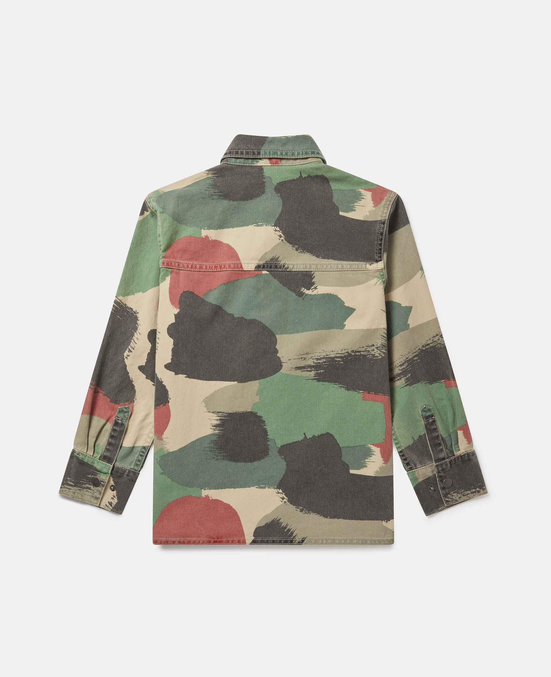 Camouflage Oversized Denim Shirt-Multicolour-large image number 2