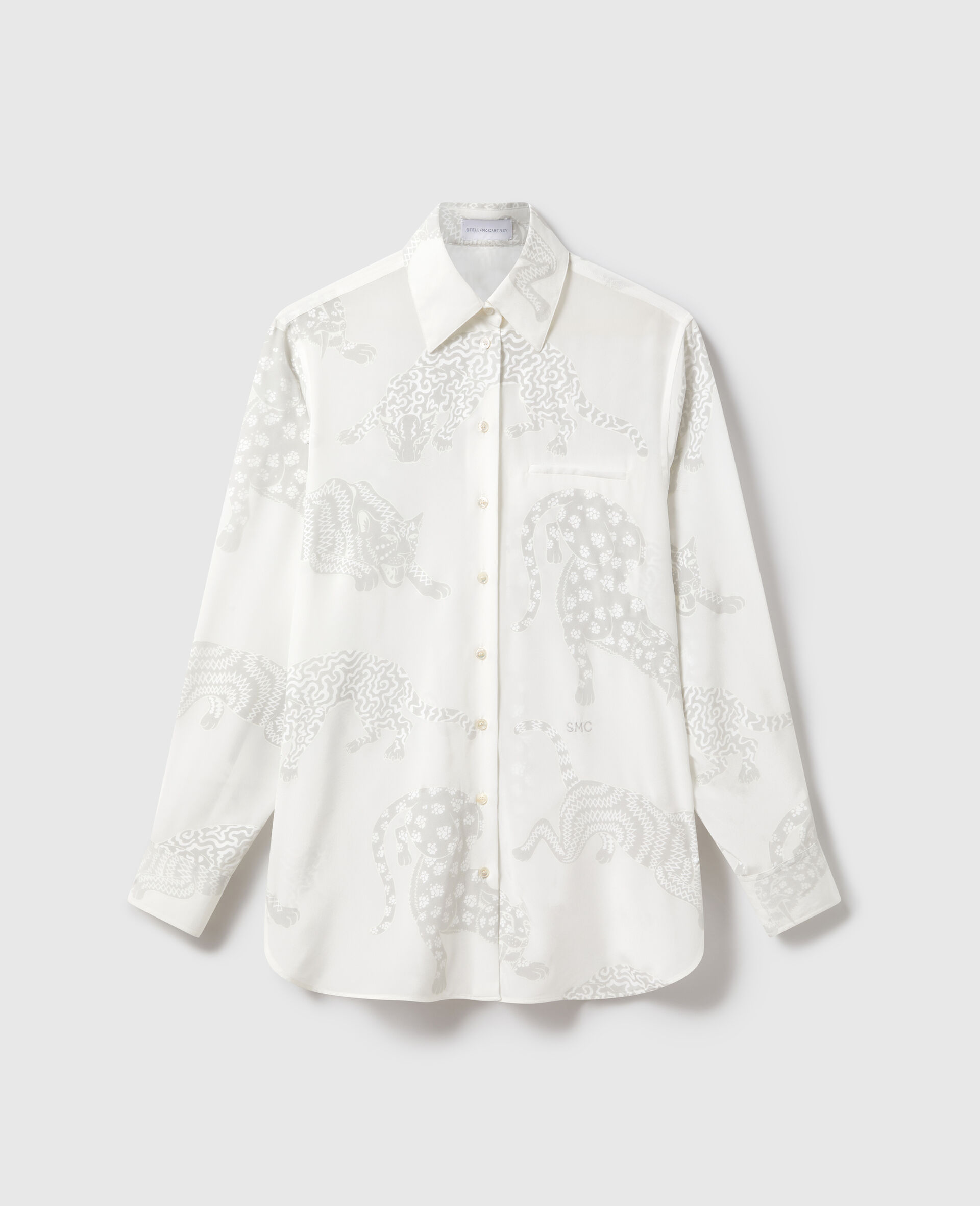 Leopard Pattern Oversized Shirt-Beige-medium