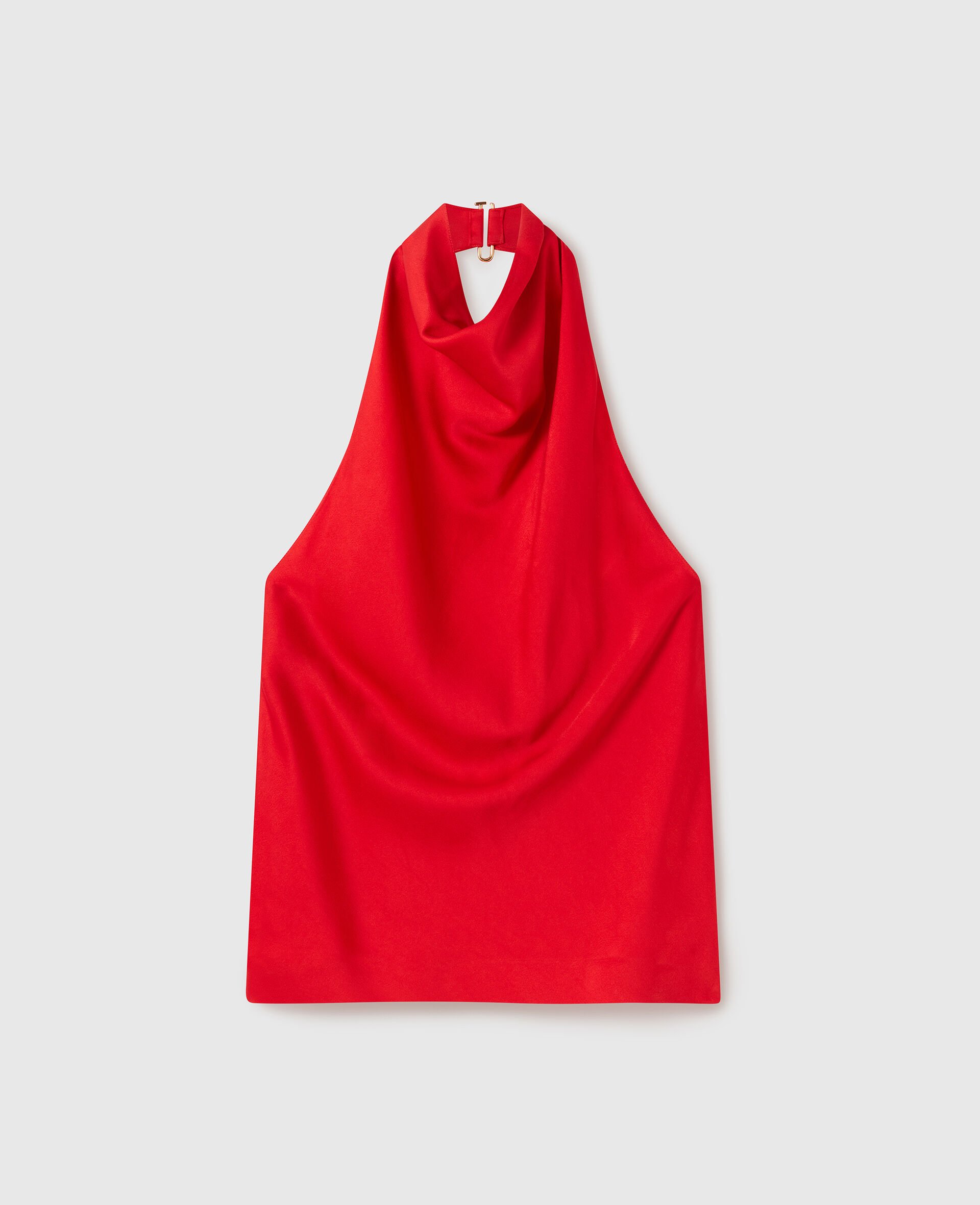 Satin halterneck Top-Red-medium