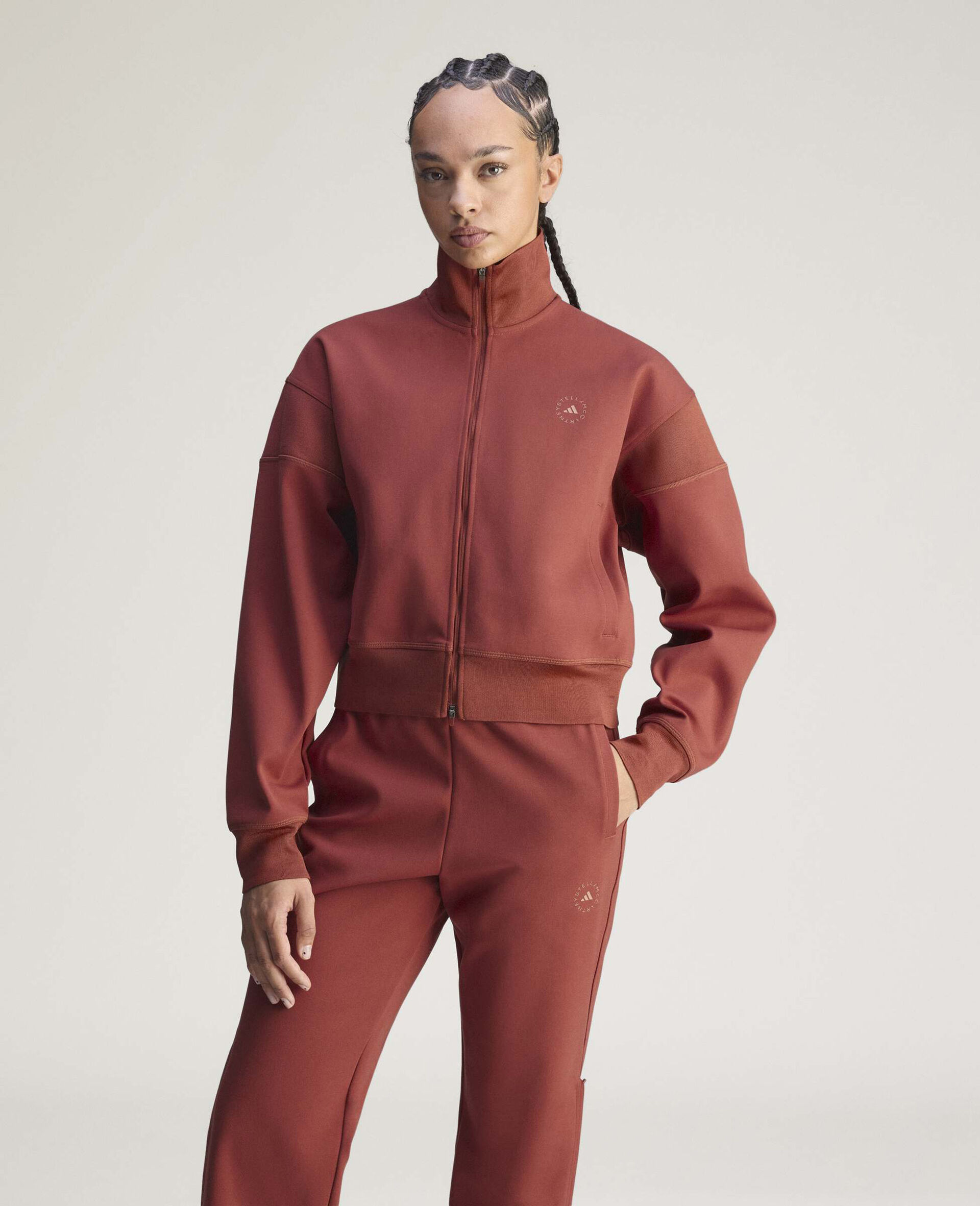 Logo Knitted Track Jacket-Red-large image number 1