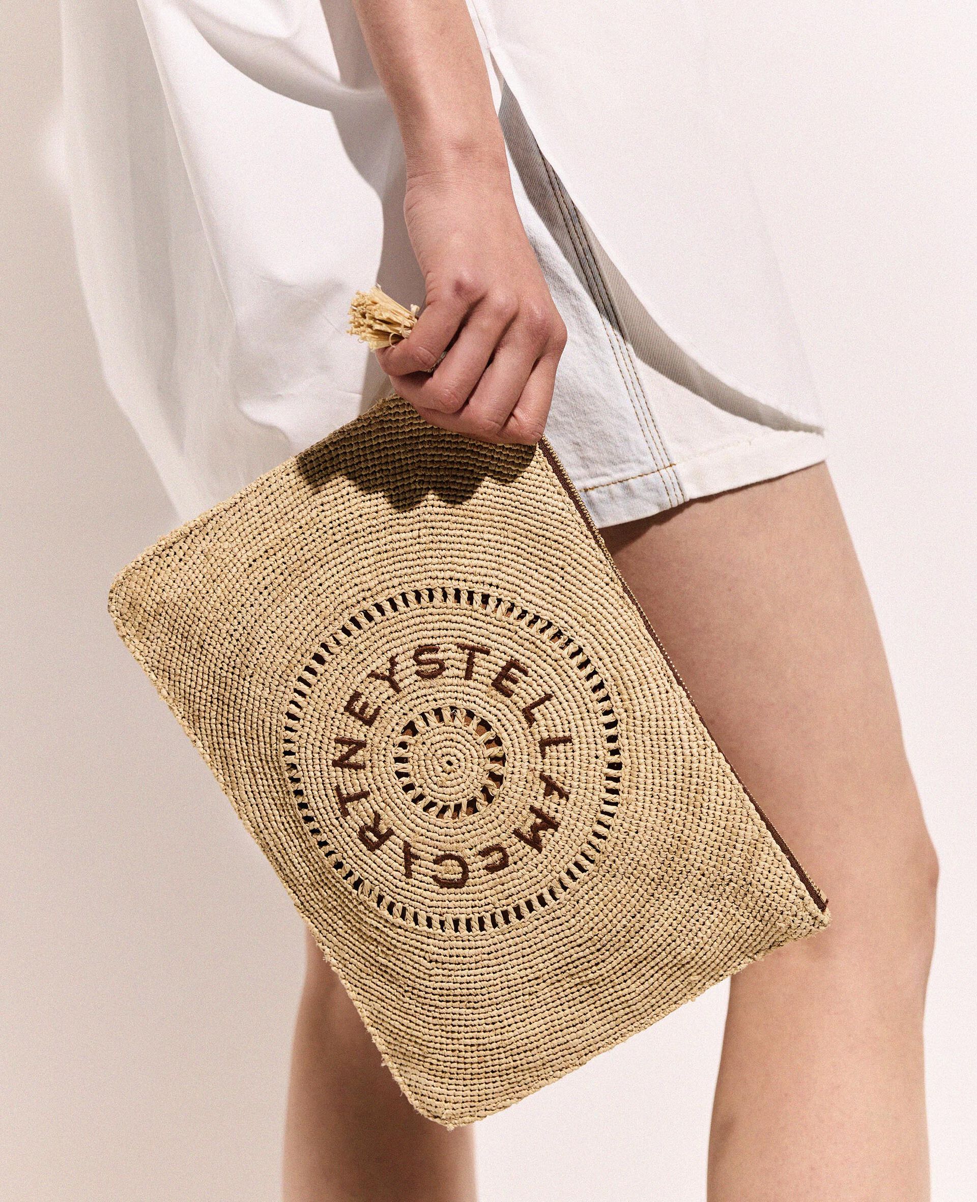 Logo Raffia Clutch Pouch-Beige-large image number 5