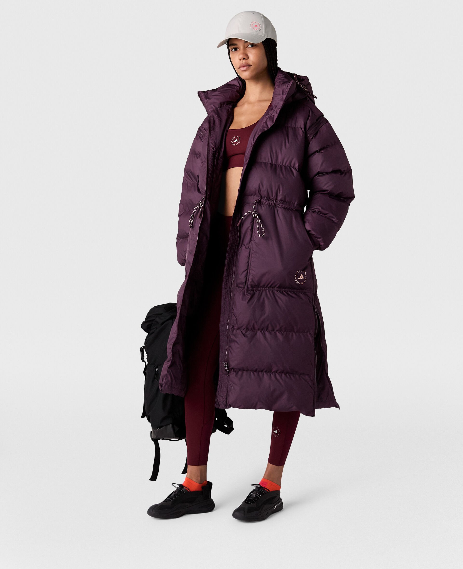 TrueCasuals Long  Padded Coat-Red-model