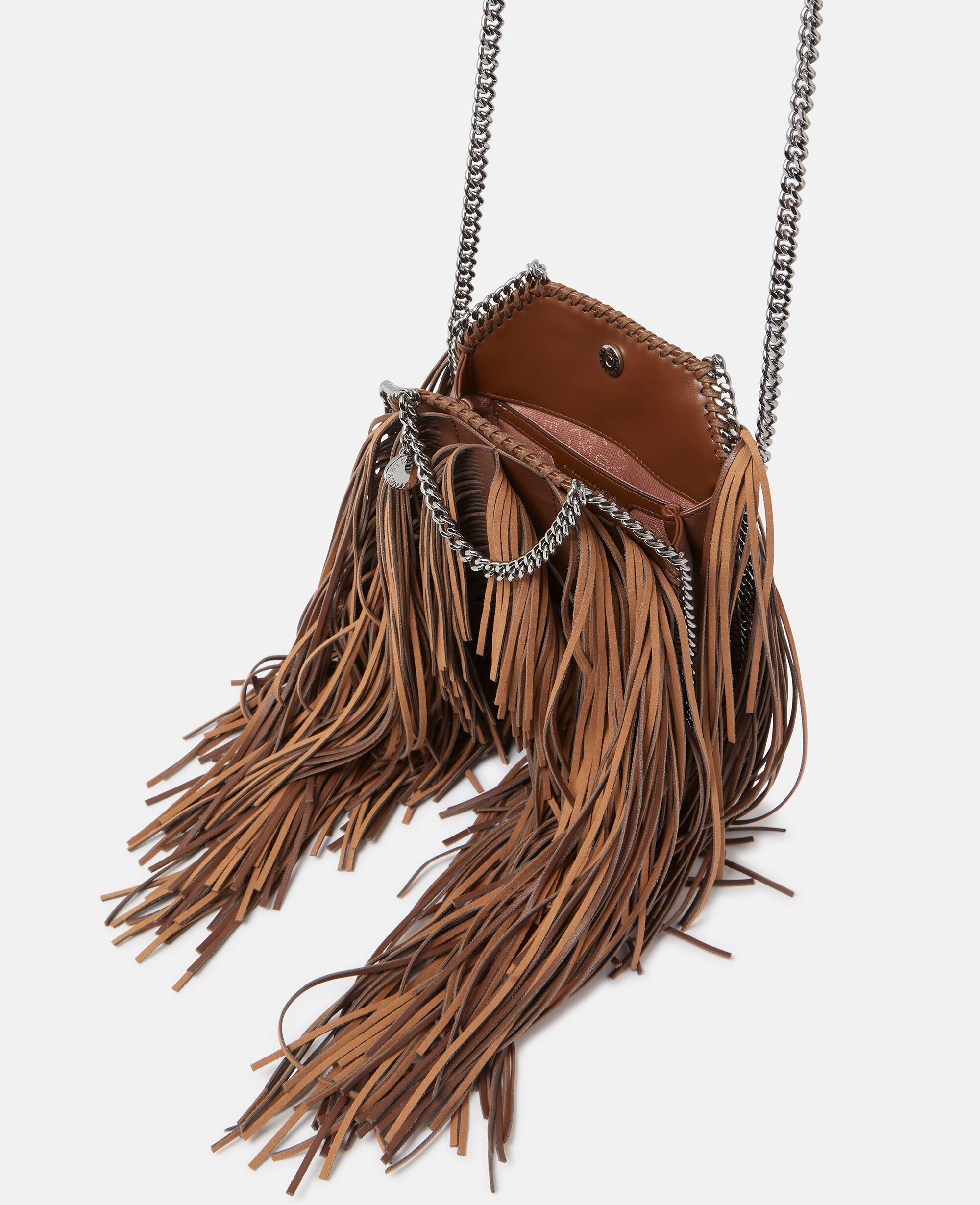 Women DARK CINNAMON Fringe Falabella Tiny Tote Bag Stella McCartney IL