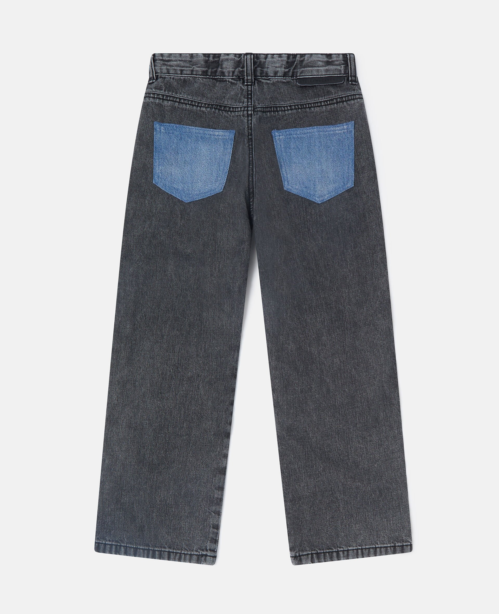 Contrast Panel Straight-Leg Denim Jeans-Black-large Contrast Panel Straight-Leg Denim Jeans-Black-large image number 2