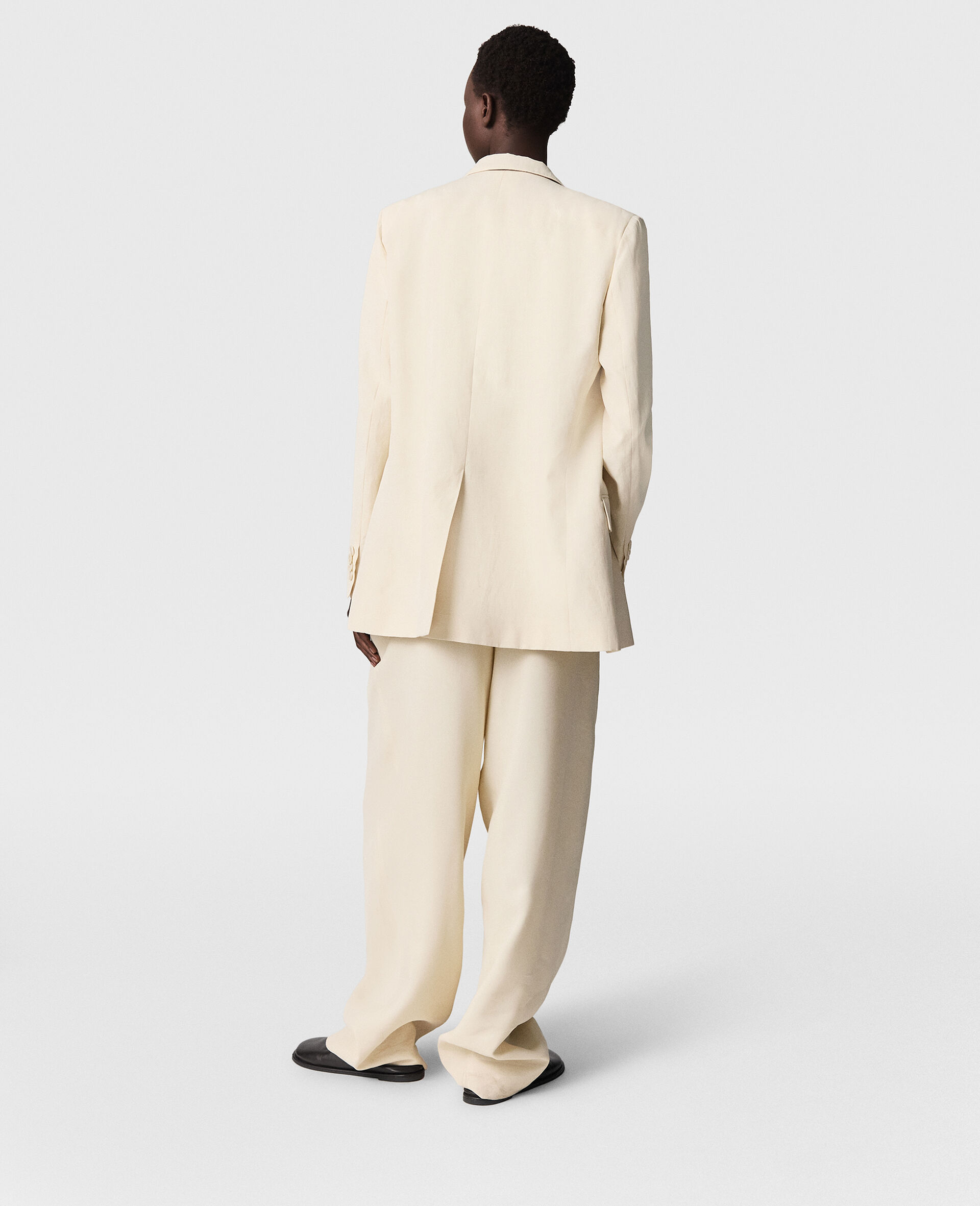 Oversized Single-Breasted Blazer-Beige-large image number 4