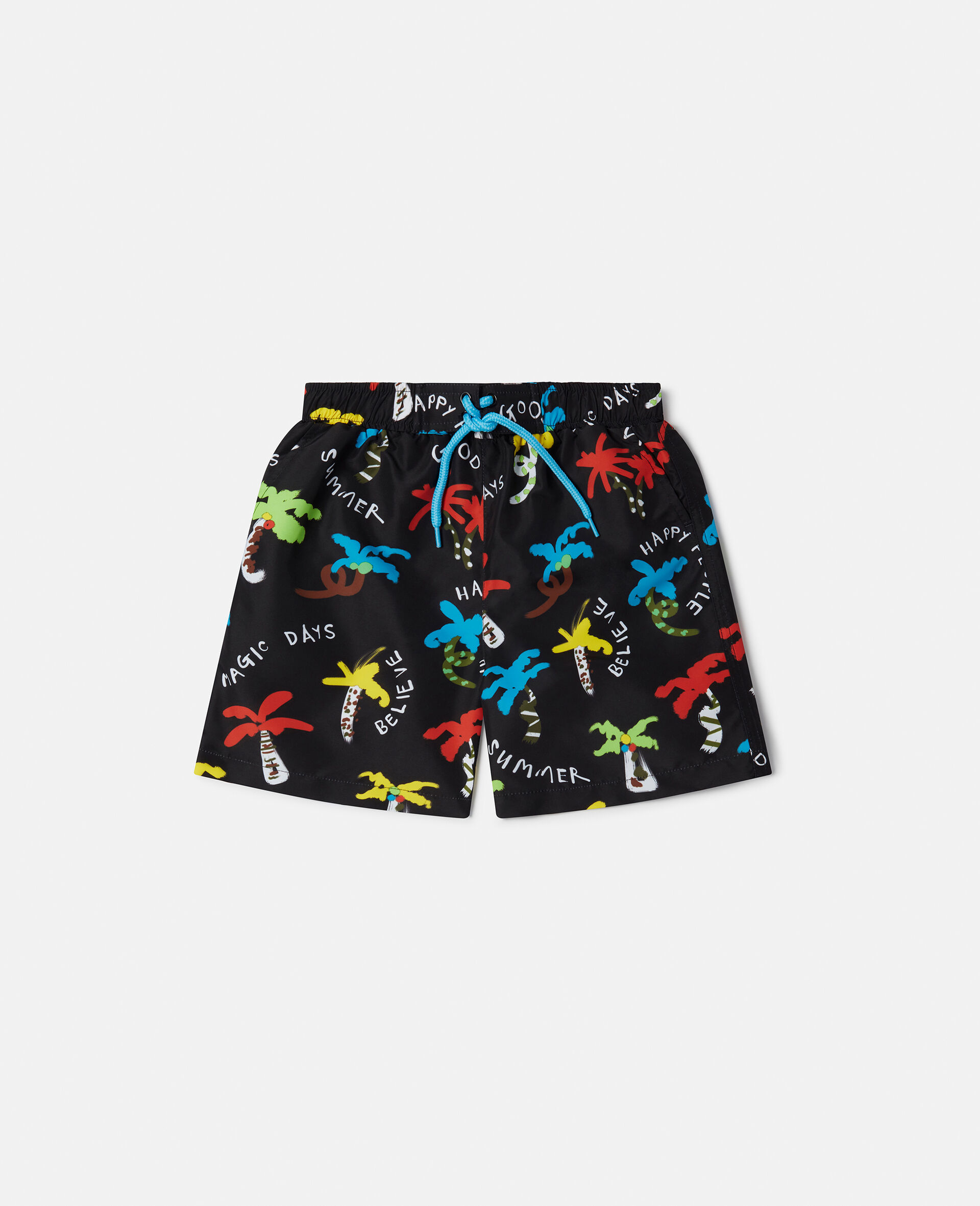 Palm Tree Print Swim Shorts-Black-large image number 0