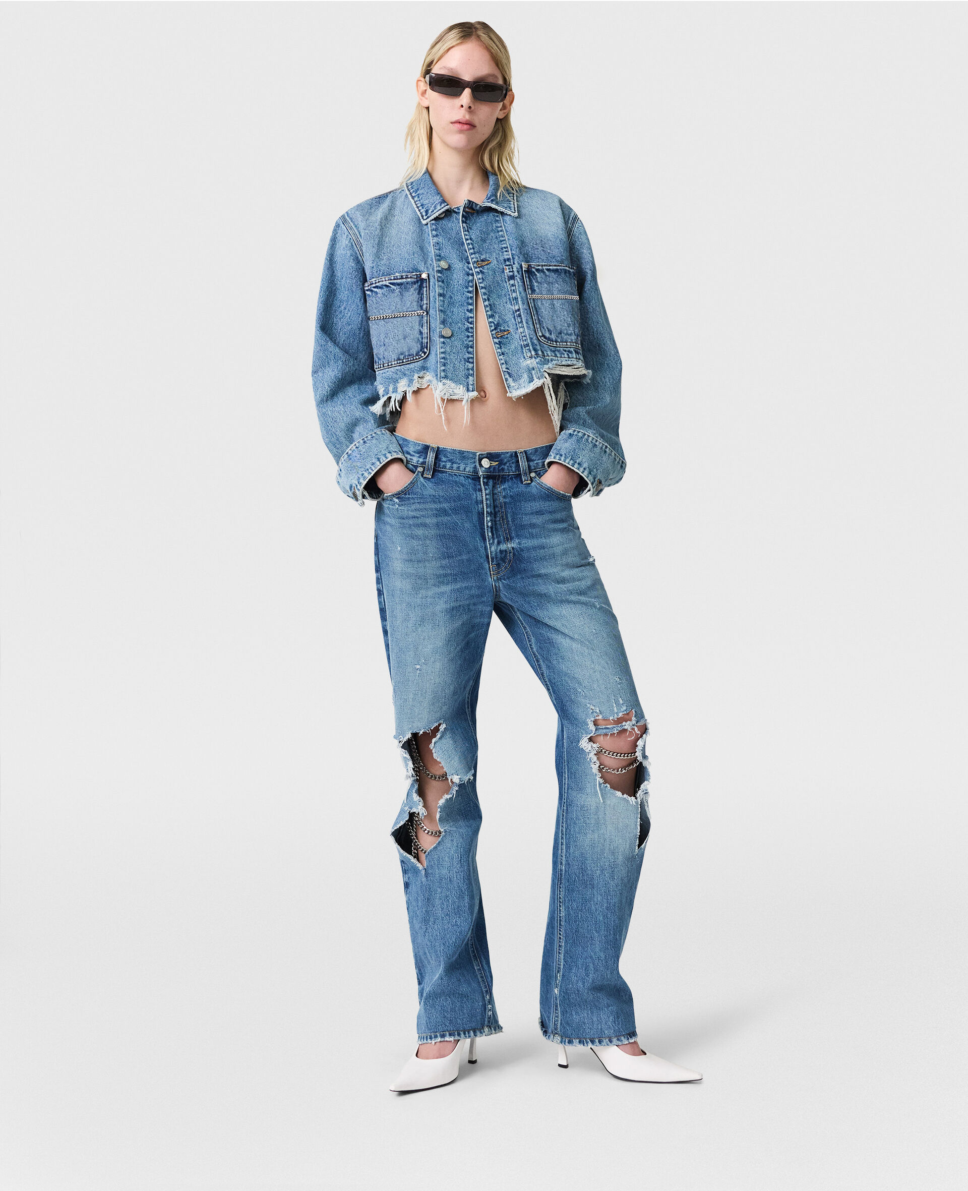 Falabella Pocket Denim Jacket-Blue-large image number 4