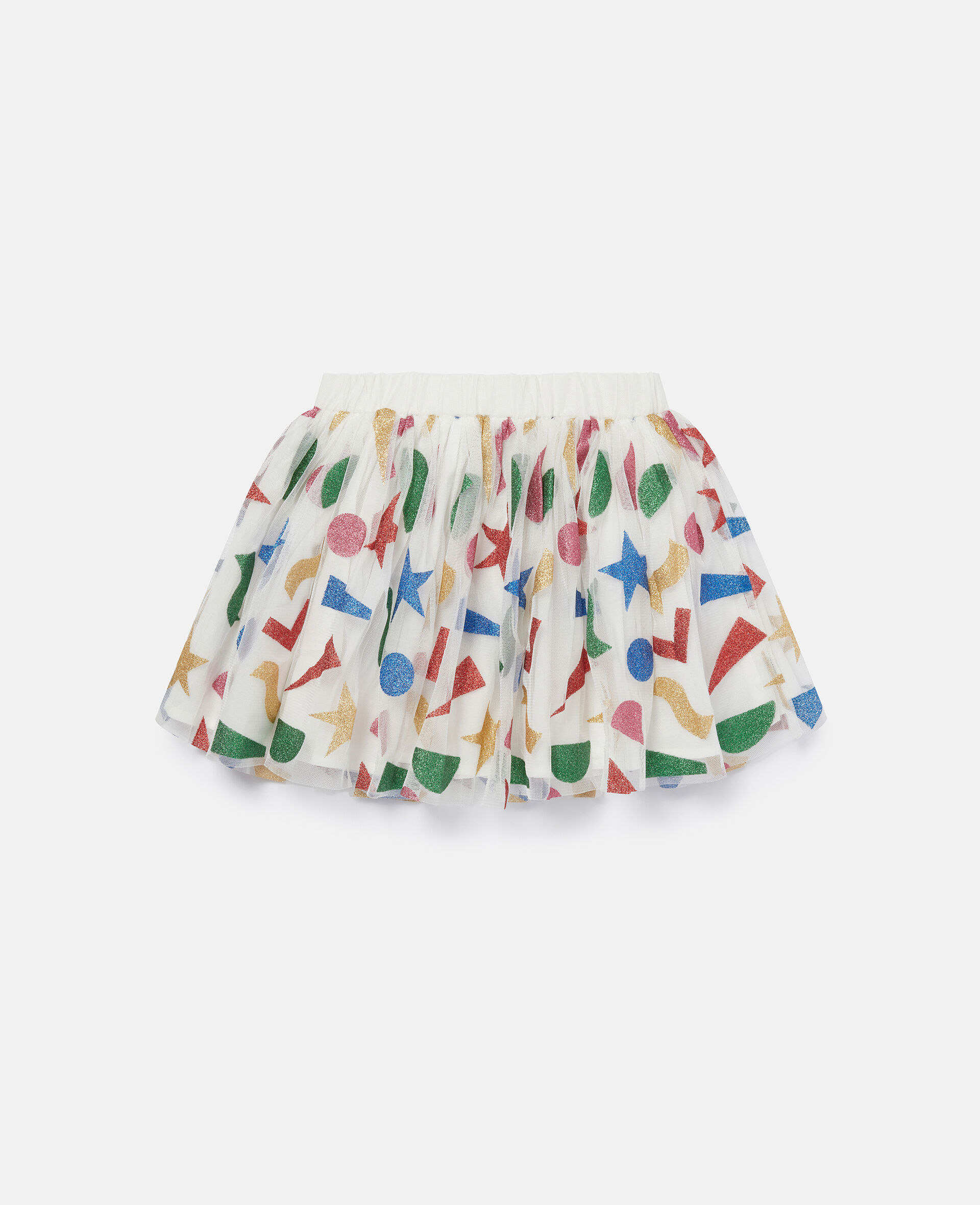 Glitter Print Tulle Skirt-White-large image number 2