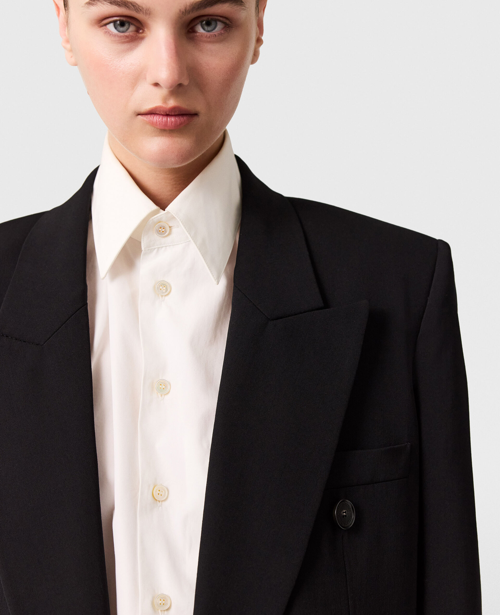 Double-Breasted Boyfriend Blazer-Black-large image number 3