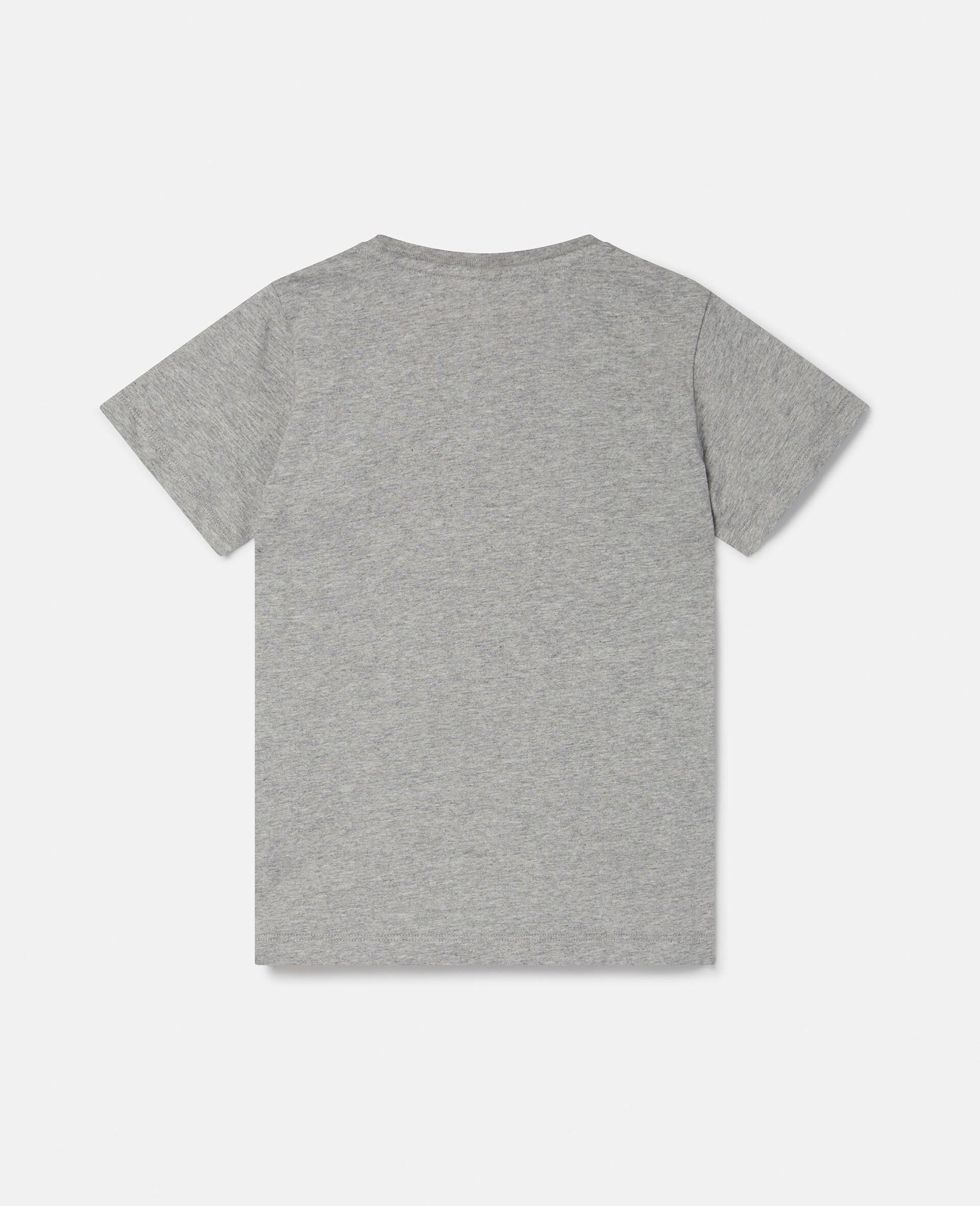 Flower Logo Cotton T‐Shirt-Grey-large image number 3
