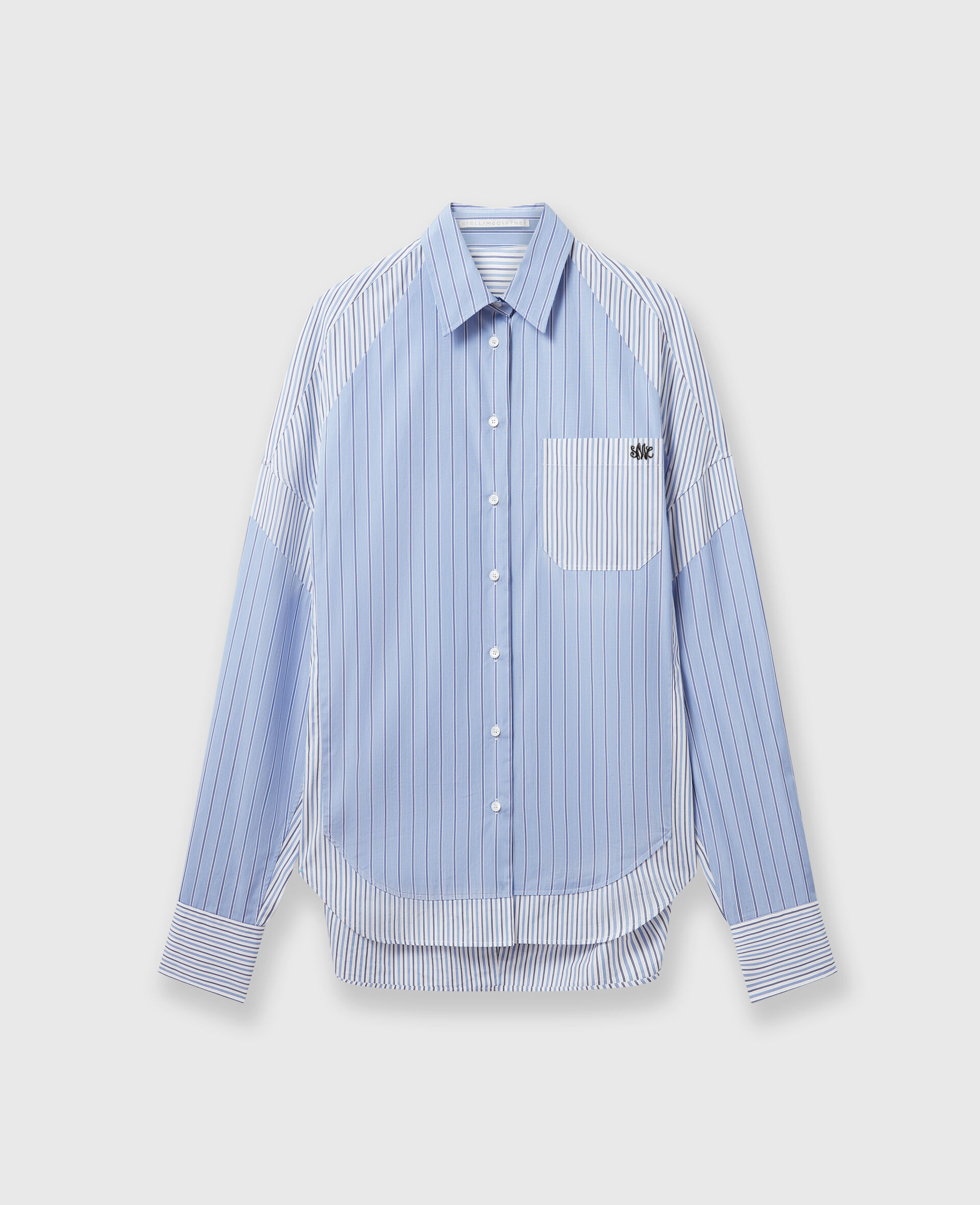 Striped Boyfriend Shirt-Blue-large image number 0