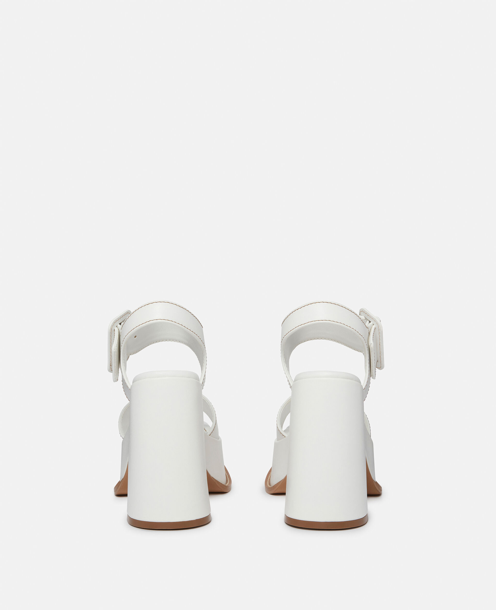 Skyla Buckled Platform Sandals-White-large image number 2