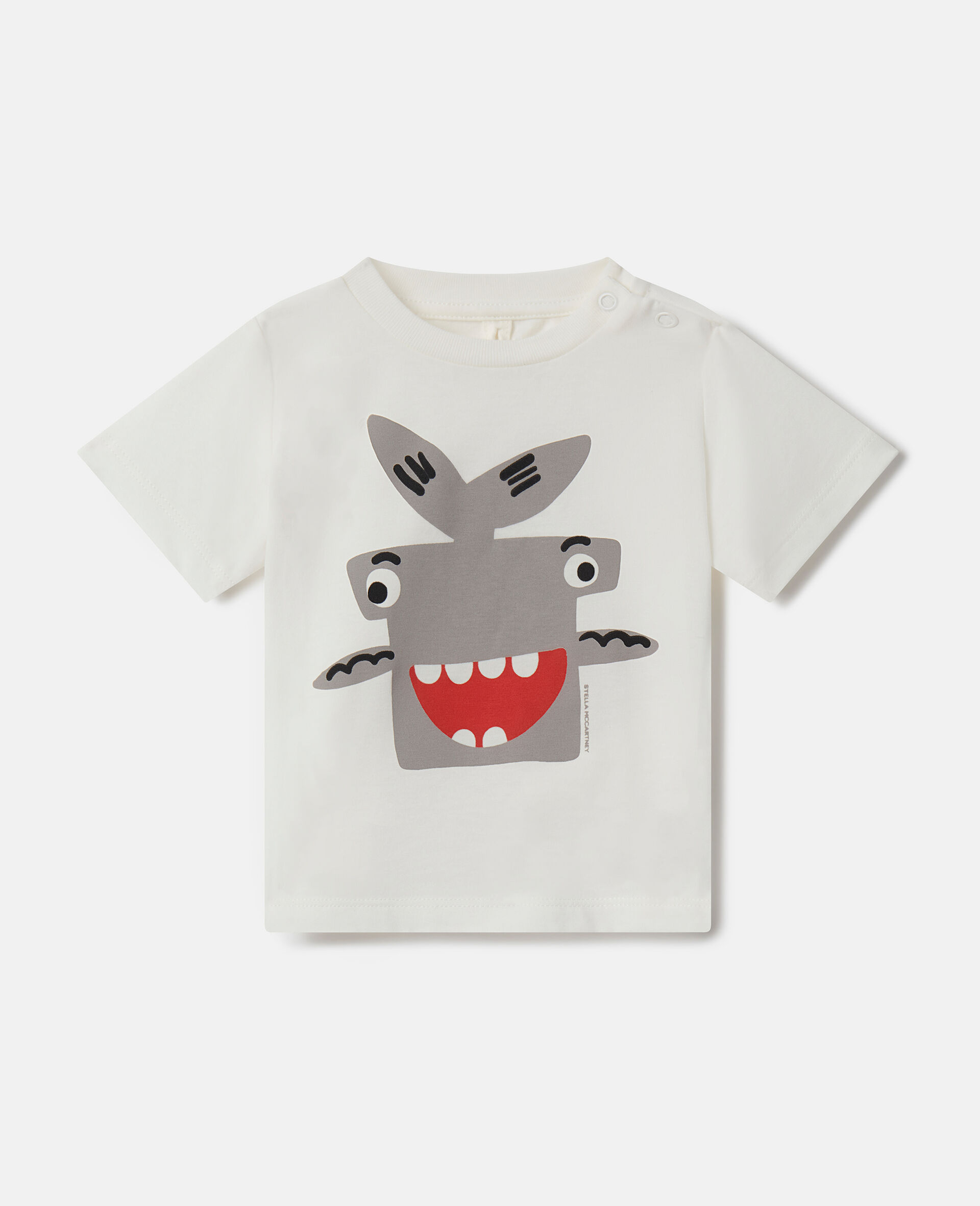 Shark Motif T-Shirt-Cream-medium