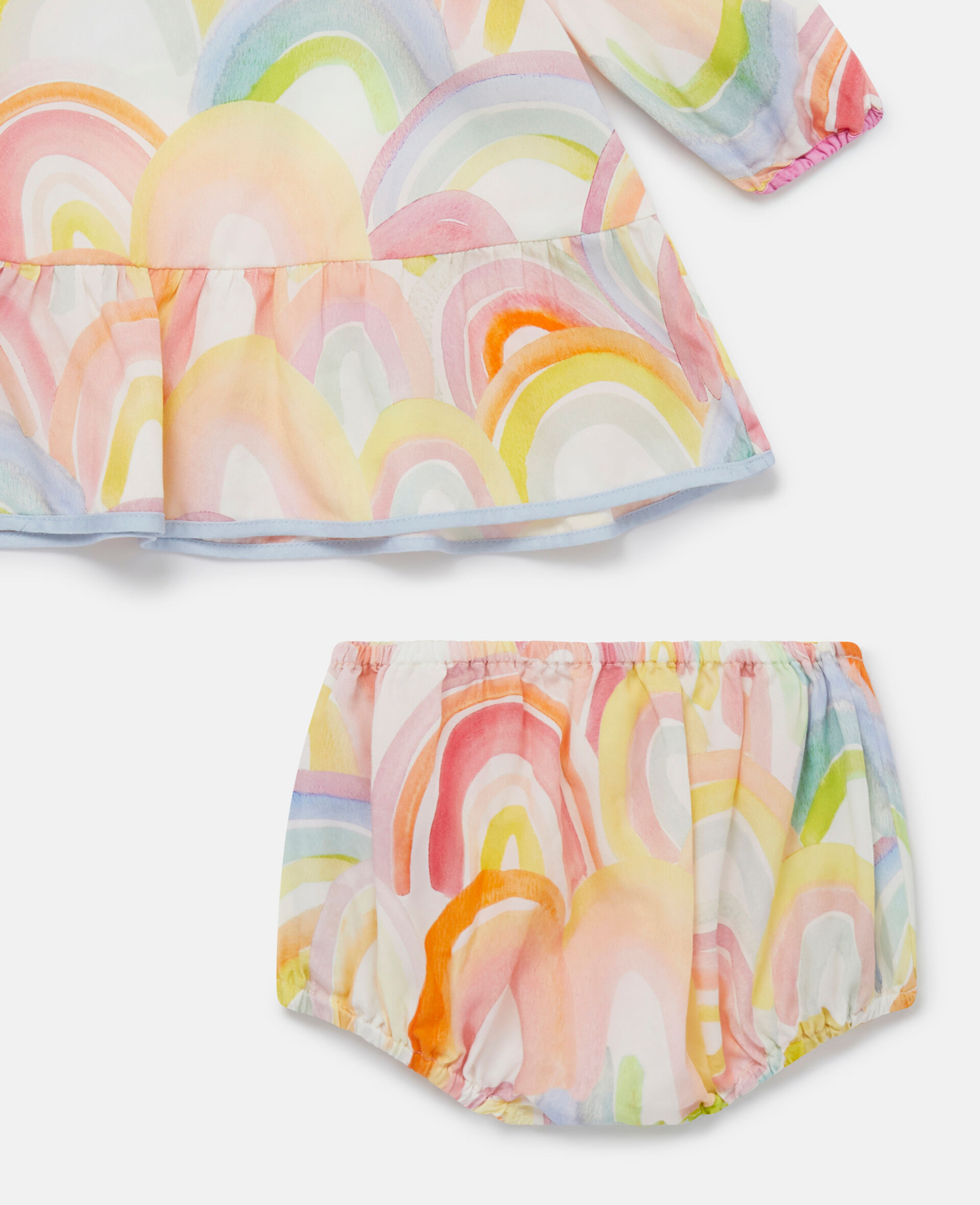 Watercolour Rainbow Print Dress and Bloomers Set-Black-large image number 3